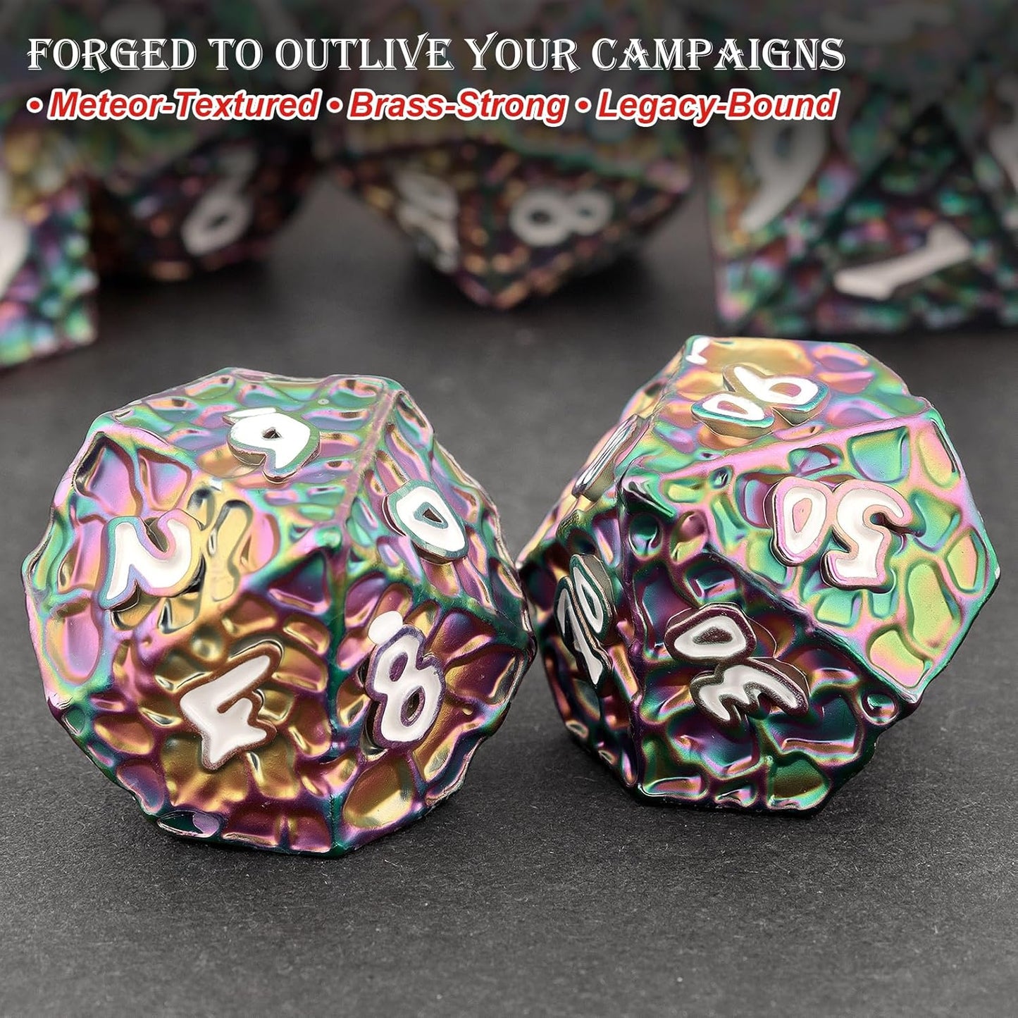 Haxtec DND Dice Set Metal Dice Compatible with Dungeons and Dragons D&D Gift TTRPG Rainbow Polyhedral Dice