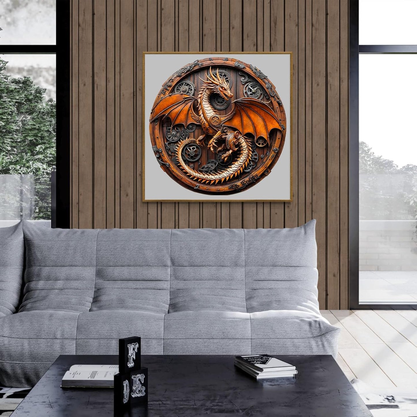 KAAYEE Wooden Puzzles for Adults, 3D Vision Mechanical Dragon Wooden Jigsaw Puzzles Unique Shape Advanced Wood Puzzle Adult, Birthday Fathers Family Game (S-8.5 * 8.4in-100pcs)