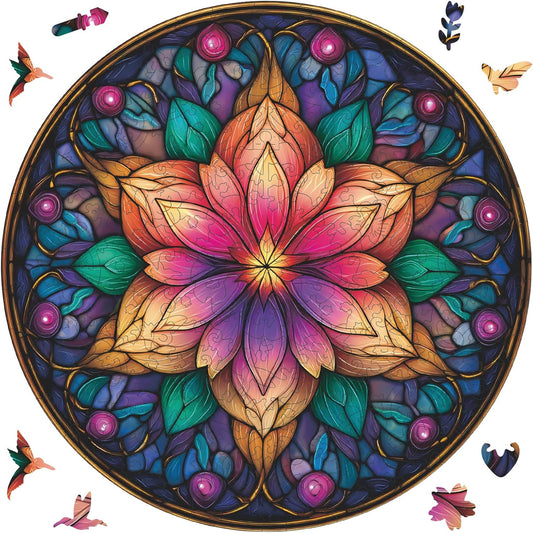 Wooden Puzzles for Adults, Dream Lotus Adult Puzzles 200 Pieces, Wooden Jigsaw Puzzles Unique Shape, Best Gifts for Adults Family Game, 11.2x11.2 inch