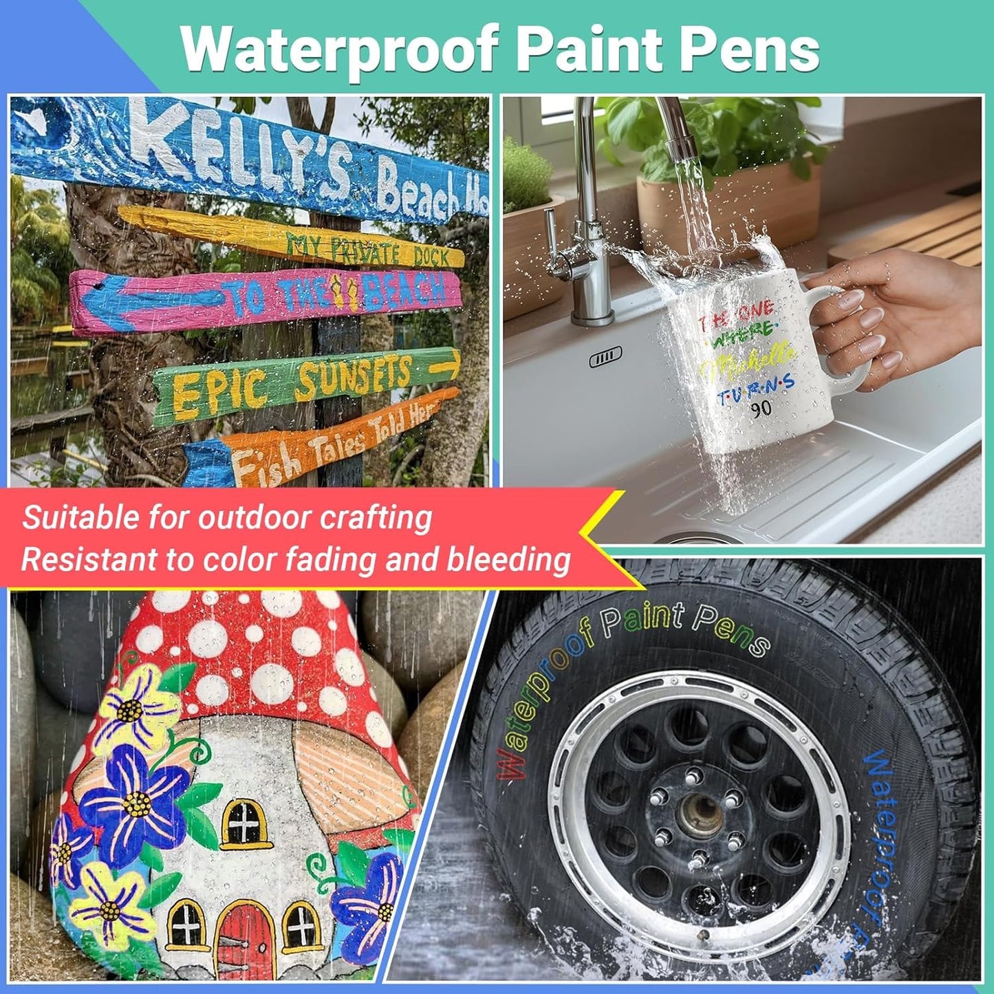 Oil Based Paint Markers, 8 Colors Dual Tip Paint Pens Paint Markers(0.7mm & 3mm), Waterproof Paint Pen for Rock Painting, Metal Wood Glass Stone Canvas Mugs Fabric Plastic