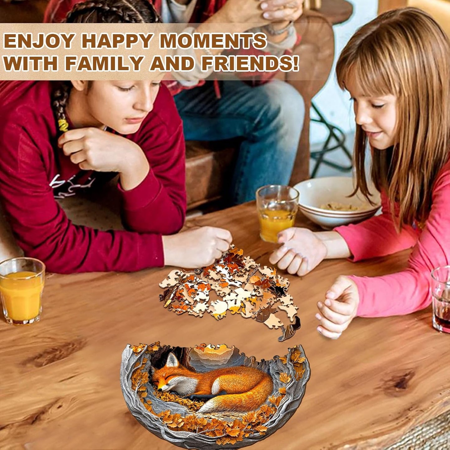 WOODBESTS Wooden Puzzles for Adults, 3D Fox Wood Puzzles Adult(100 Pieces, S, 8.5 * 8.3in), Unique Shape Wooden Animal Jigsaw Puzzles, Birthday Gifts for Adults Family Game