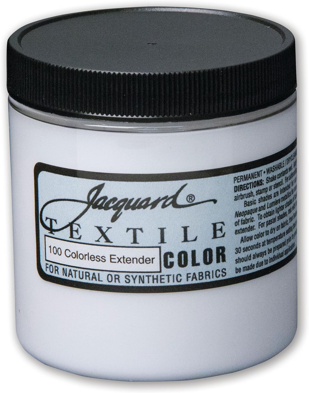 Jacquard Textile Color, Colorless Extender - Permanent Fabric Paint for Clothes, Furniture Upholstery, Shoes or Tote Bags – Indoor & Outdoor Fabric Paint – 8 Oz Jar, Upholstery Fabric Paint