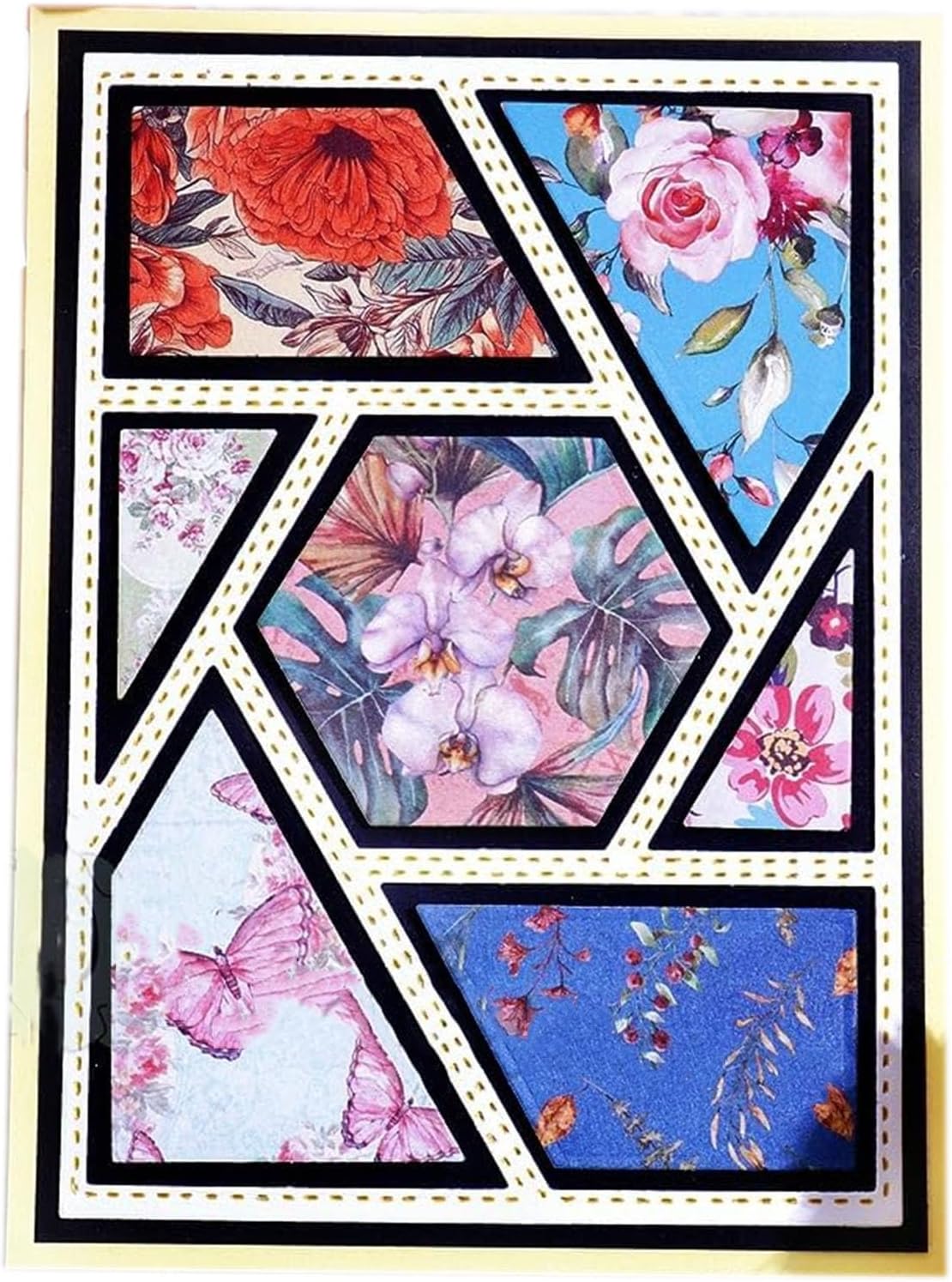 Cutting Dies Metal Stencils Scrapbooking Tools Flowers Lace Frame DIY Embossing Template for Paper Card Making Album Arts Crafts Supplies (Hexagonal frame-14x10cm)