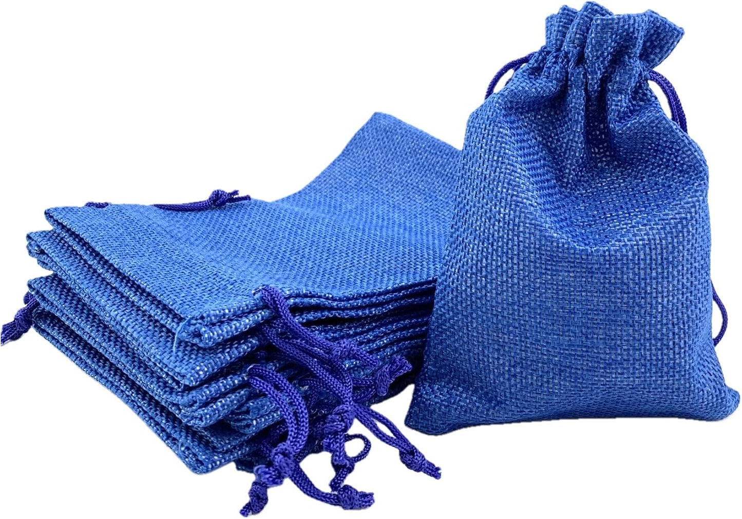Palmhomee Pack of 25 Burlap Gift Bags with Drawstring Linen Jewelry Pouches Wedding Hessian Jute Bags for Birthday Jewelry and Treat Pouches Party Wedding Favors Gift Art and DIY Craft (4x5.6 Inch, Royal Blue)
