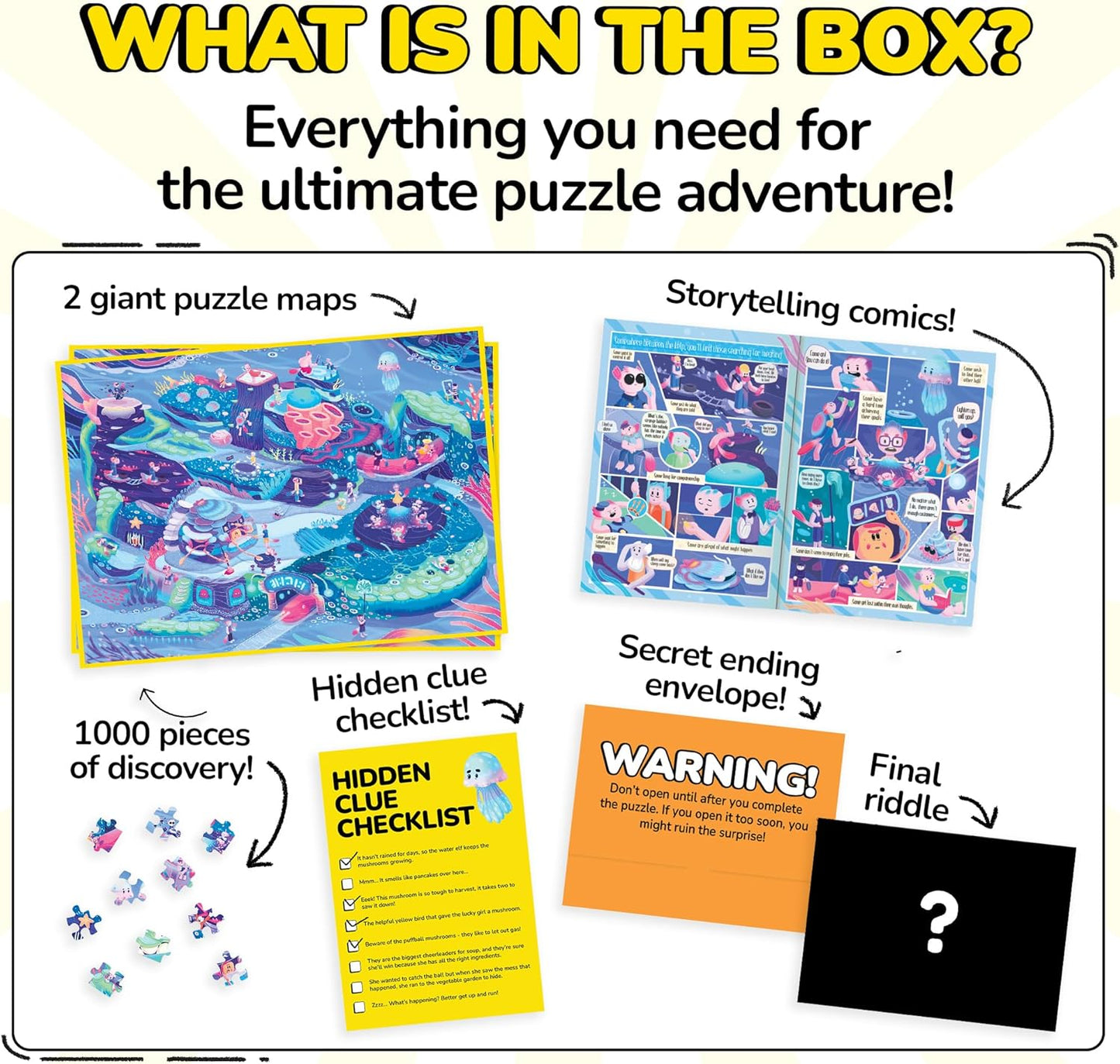 Odd Pieces Jigsaw Puzzles 1000 Pieces - Magic Mystery Story Secret Ending Puzzle - Perfect Game Night for Adults & Kids - Ocean Theme Challenging (Beyond The Kelp)