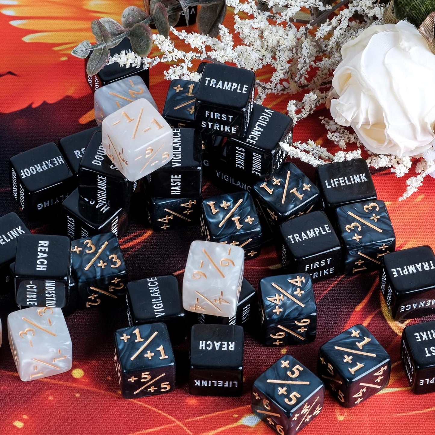 48 Pieces MTG Dice Counters Bulk Ability Keyword Counters Life Counter 1/+1 counters,6 Sided Dice Set for Tabletop Games,MTG, TCG, Card Games Accessories (48 Pieces)