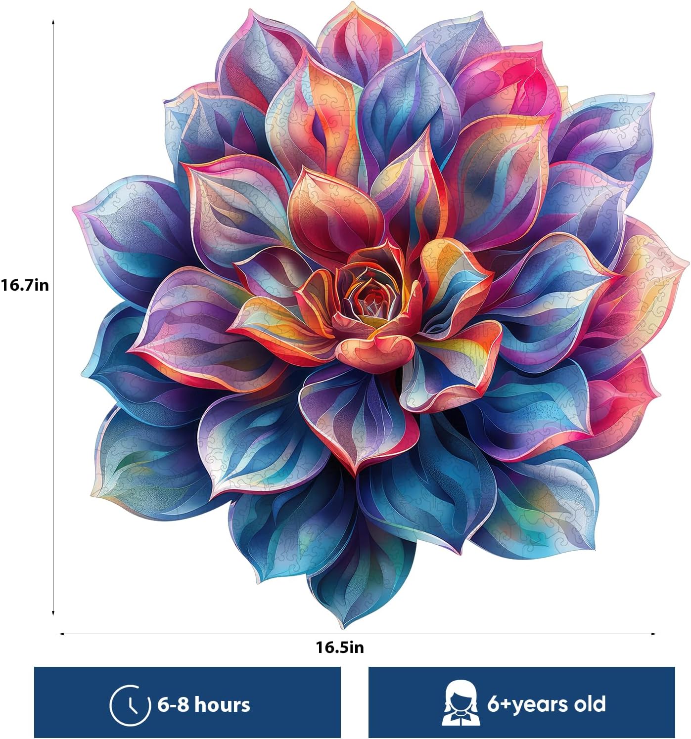 Wooden Puzzles for Adult 500 Piece, Flower Succulent Puzzle for Girls and Women, Challenging Puzzle, Luxurious Shaped Wooden Puzzles for Adults, Family Game 16.9 x 16.3in