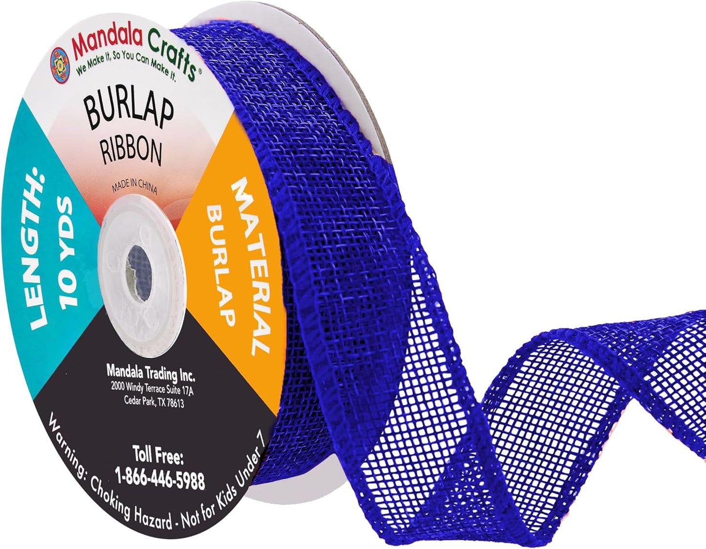 Mandala Crafts Royal Blue Burlap Ribbon 1 Inch Wide Jute Ribbons for Crafts - 20 Yds Roll Rustic Burlap Wrap Trim Ribbons for Wreaths Bows Wedding Party Decoration