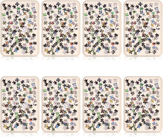 8 Pcs 15'' x 10.5' Extra Large Puzzle Sorting Trays Stackable Puzzle Trays for Sorting Piece Sorter Jigsaw Storage Accessory for 2000/3000/5000/6000 Pieces(Beige)