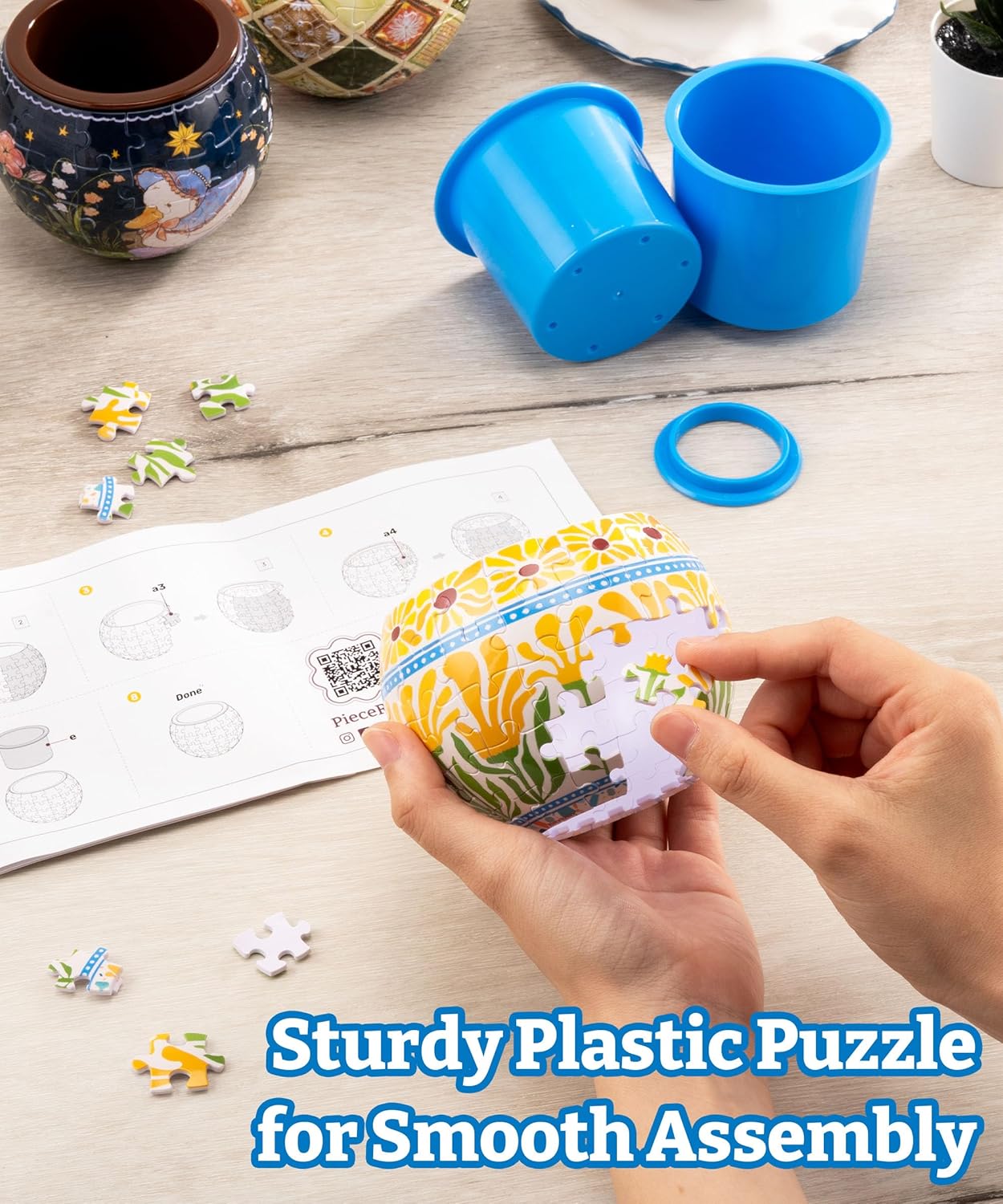 PieceRelax 3D Puzzle Planter 80 Pieces - Flower Pot - Dancing Leaves in Fall, Home Decor Flower Pots for Indoor Cactus, Succulents Pots [K1108]