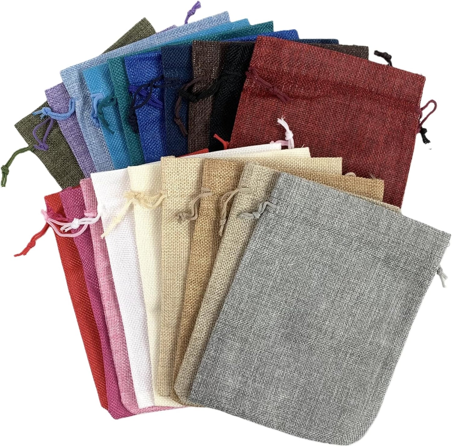 Palmhomee Gift Bags, Pack of 20 Burlap Drawstring Linen Jewelry Pouches, Hessian Jute Bags for Birthday, Jewelry, Treats, Party Favors, Art & DIY Craft (6x8 Inch, Mixed Colors)