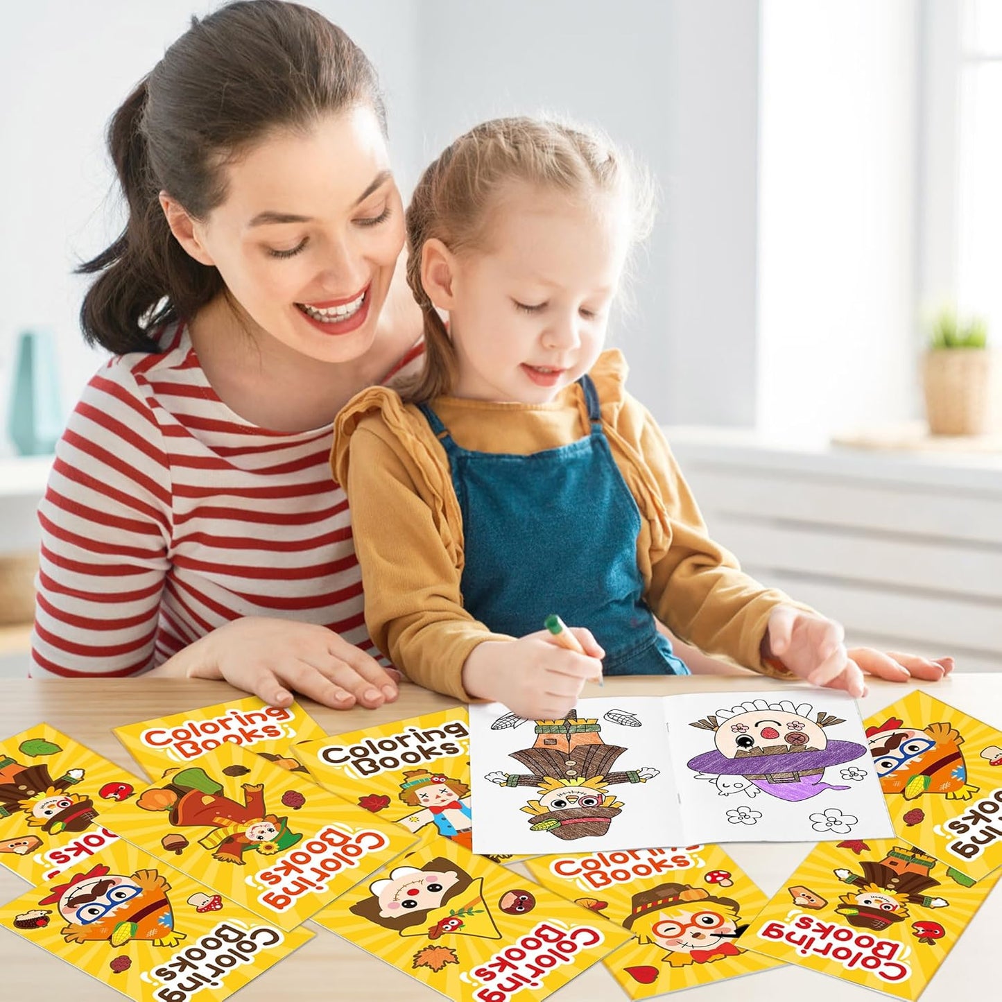 JAPBOR Fall Scarecrow Coloring Books - 24PCS Mini Autumn Scarecrows Color Book Bulk for Kids Party Favors, Thanksgiving Rustic Small Colouring Pages for Birthday Gifts Class Drawing Painting Game