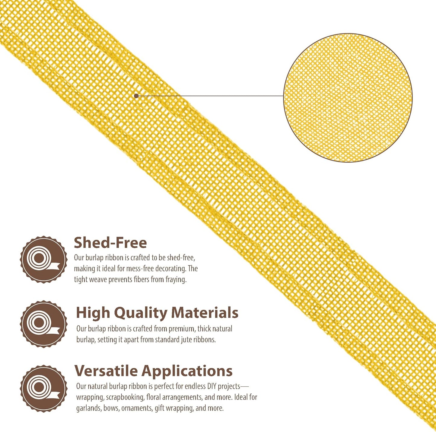 Mandala Crafts Yellow Burlap Ribbon 1 Inch Wide Jute Ribbons for Crafts - 20 Yds Roll Rustic Burlap Wrap Trim Ribbons for Wreaths Bows Wedding Party Decoration