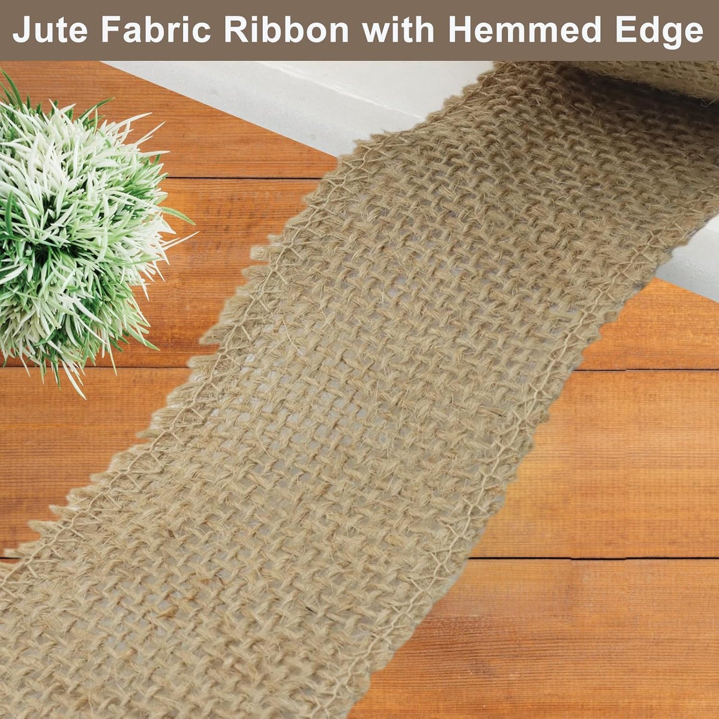 2" Wide Natural Burlap Fabric Roll - 10 Yards Jute Ribbon for Gift Wrapping, Wedding Decorations, Rustic Crafts, Wreaths & Home Decoration (5cm Wide)