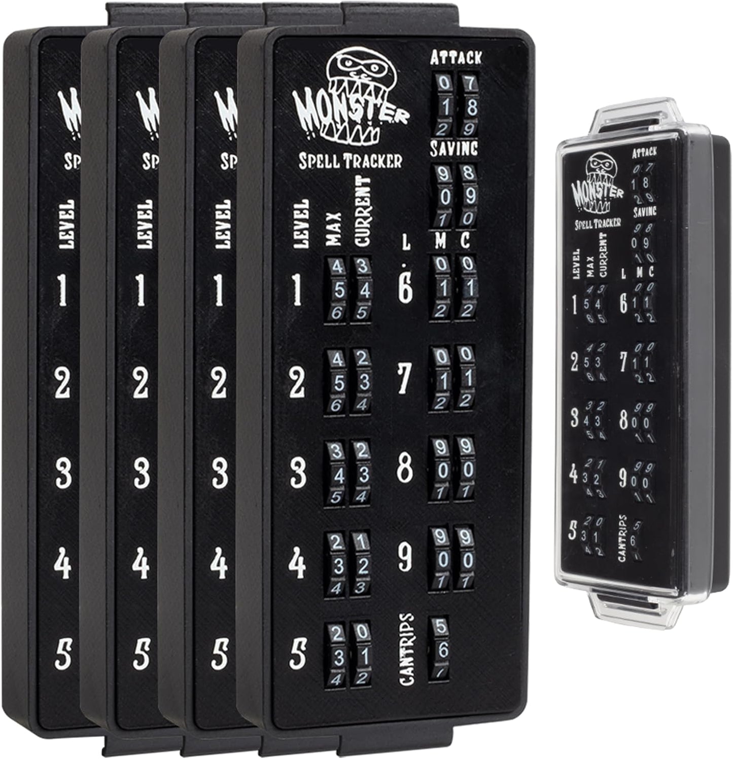 Ultimate RPG Spell Tracker for DND (4 pk)- Keep Track of All Magic Stats, Levels, Modifiers Easily w Adjustable Place-Locking Dials & Protective Cover- Compatible w Dungeons Dragons 5e Tabletop Games