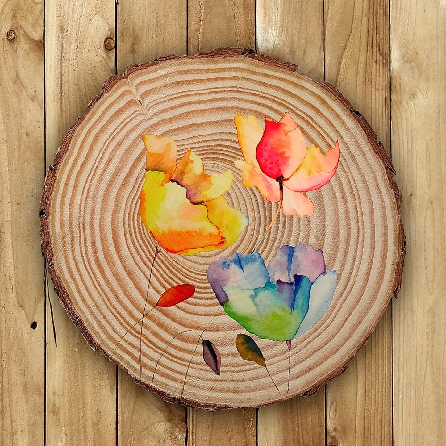 JEUIHAU 10 PCS 6.7-7 Inches Natural Unfinished Wood Slices, Round Wooden Tree Bark Discs, Wooden Circles for DIY Crafts, Christmas, Rustic Wedding Ornaments