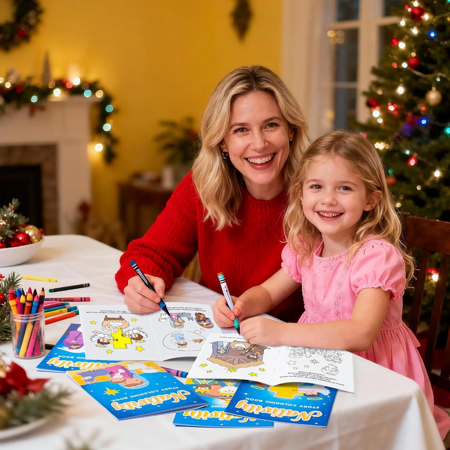 JAPBOR Christmas Nativity Coloring Books - 24PCS Mini Xmas Christian Story Color Book Bulk for Kids Party Favors, Religious Bible Small Colour Pages for School Classroom Church Drawing Painting Games