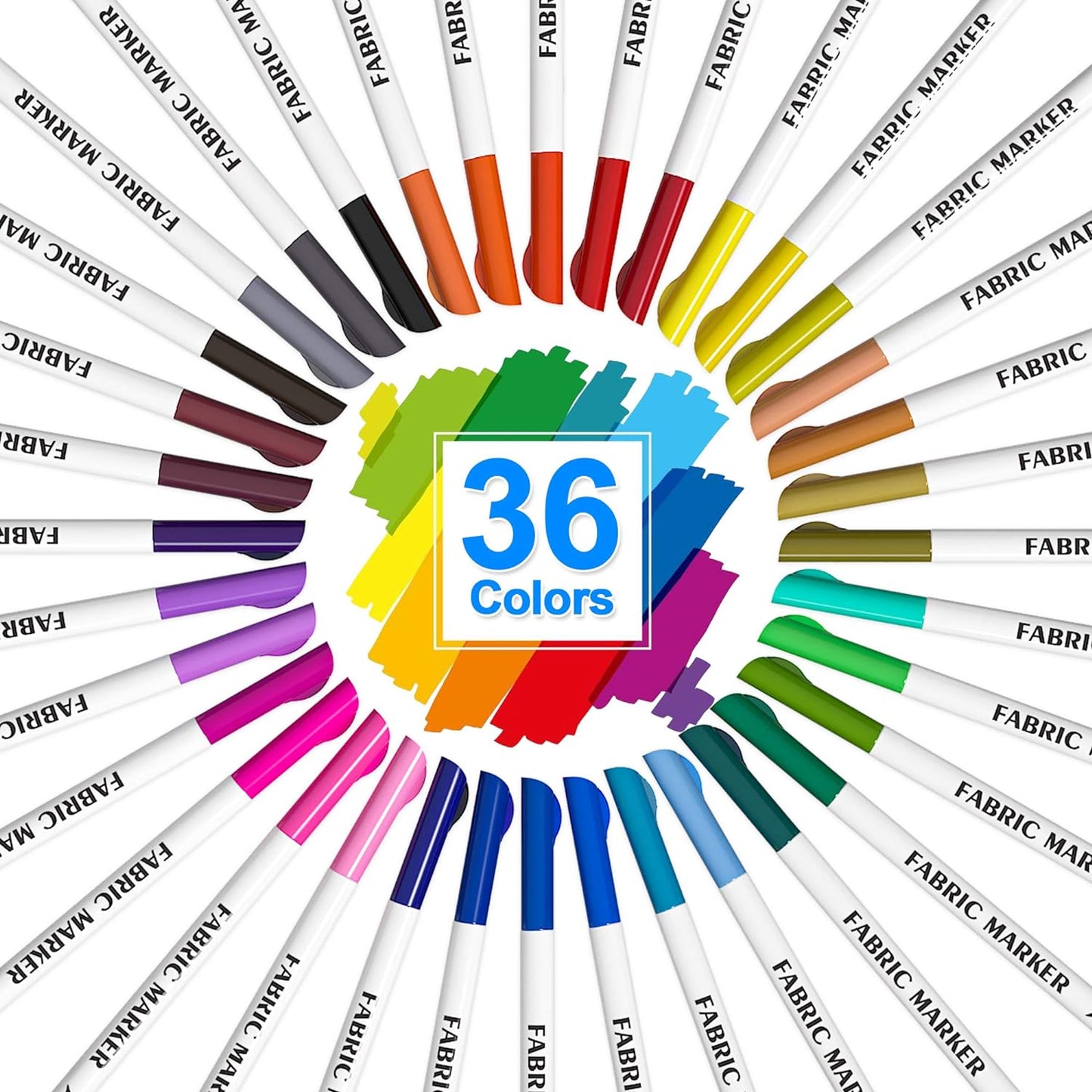 Fabric Markers, Lelix 36 Colors Permanent Fabric Pens for Writing Painting on T-Shirts Clothes Sneakers Canvas, Child Safe & Non-Toxic for Kids Adults