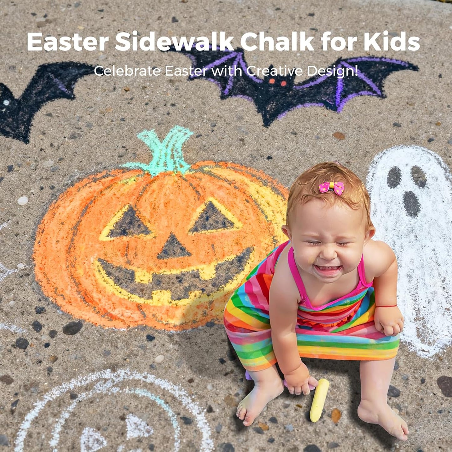 Jar Melo 38 PCS Sidewalk Chalk for Kids- Colored Sidewalk Chalk with Holder,Jumbo Washable & Non-Toxic Chalks-Outdoor Play and Chalkboard Art for Kids and Toddlers Gifts