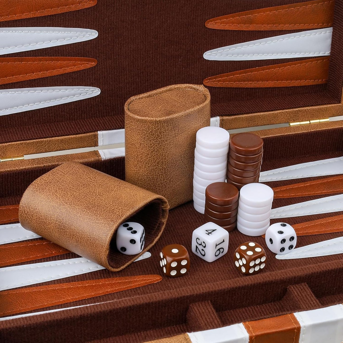 Backgammon Set 2 Players Classic Backgammon Sets for Adults Board Game with PU Leather Case Portable and Travel Backgammon Set (Retro Brown, 11inch)