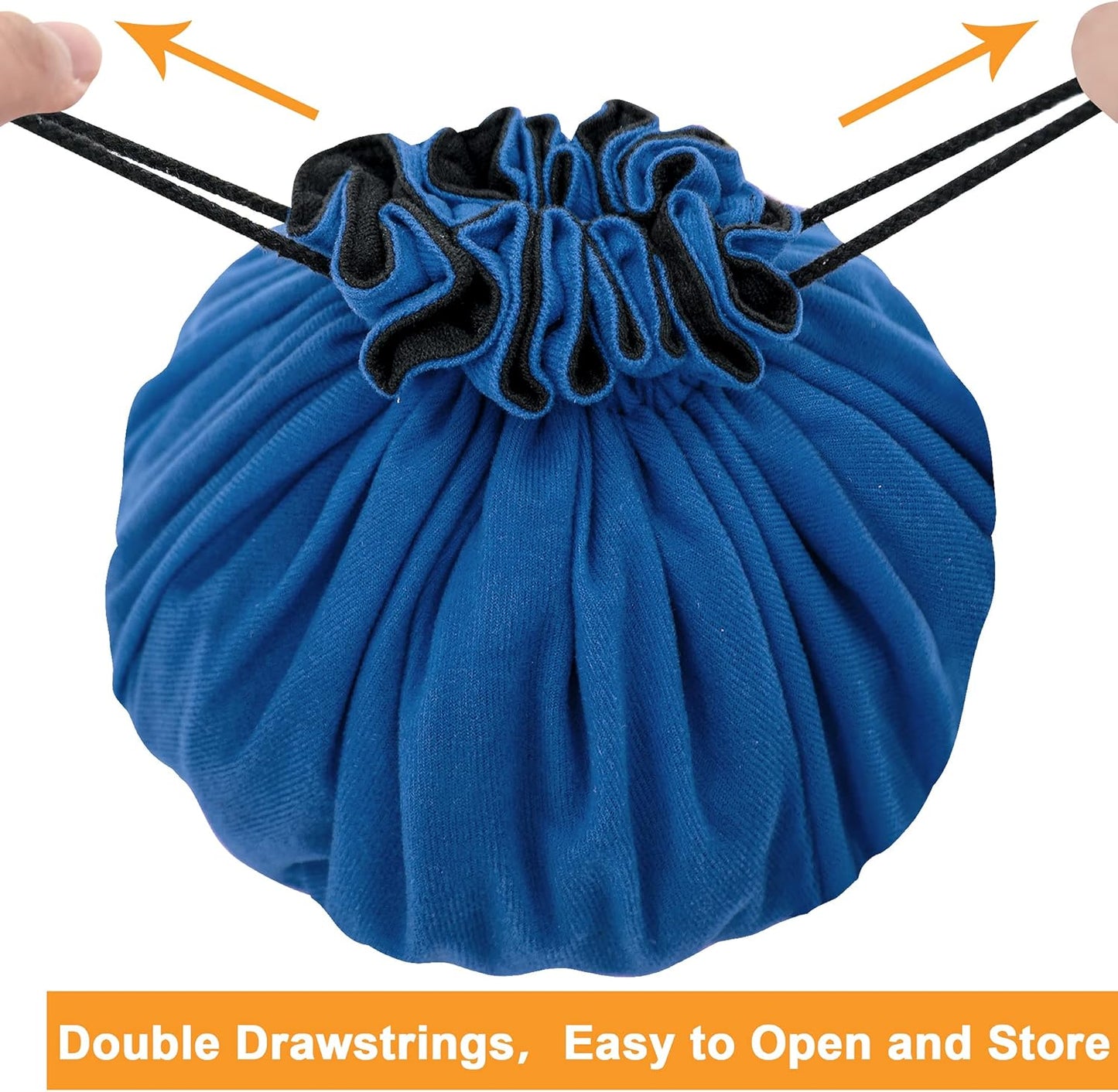 SIQUK Large Dice Bag with Pockets Big Capacity Dice Bag Drawstring Dice Pouch DND Dice Storage Bag for RPG MTG Table Games, Hold Over 300 Dice, Dark Blue