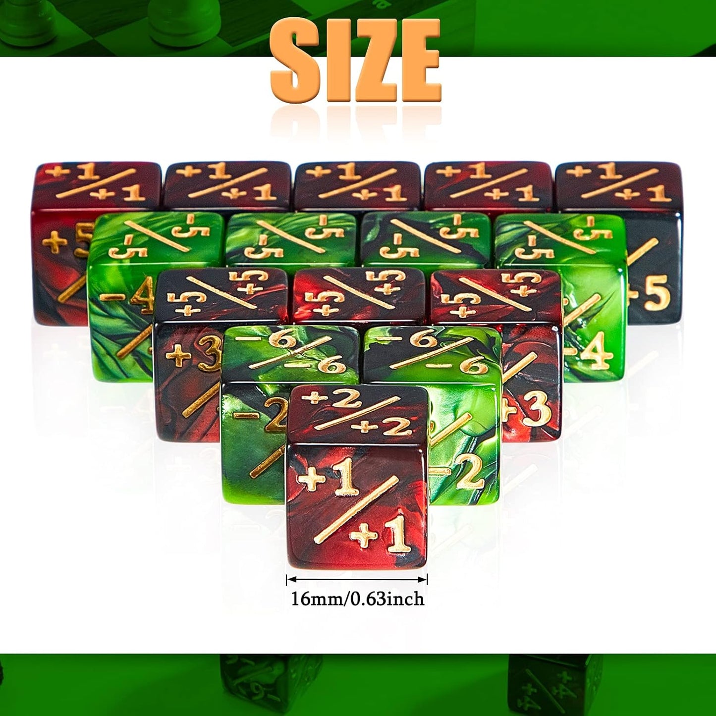 Sumind 48 Pcs Magic Life Counter Dice -1/+1 Counters Commander Buff Tokens 6 Sided Dice Loyalty Life Gifts Compatible with MTG CCG TCG Cards Gaming Accessory (Delicate Style)