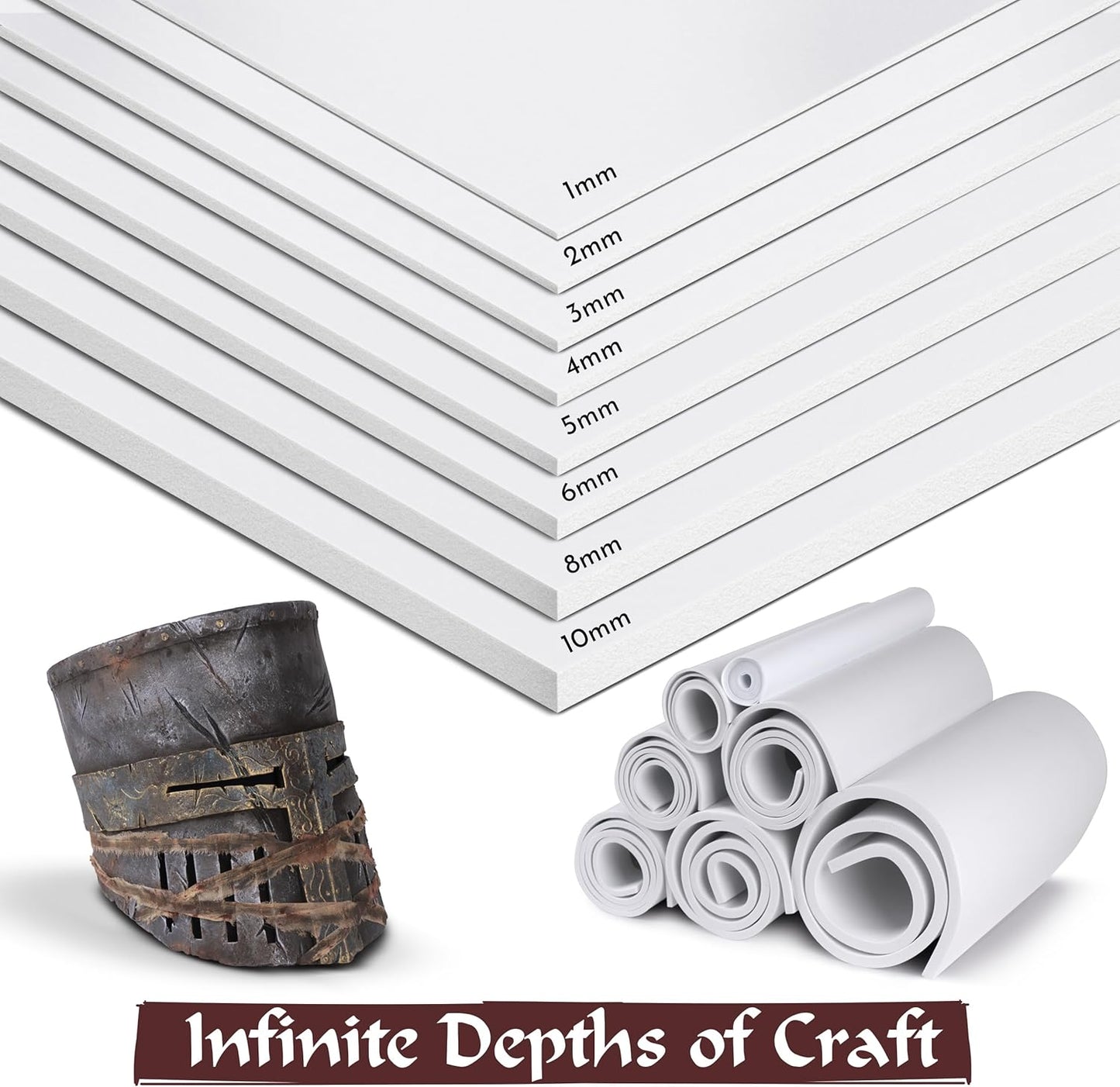 2-Pack Shape Retention EVA Cosplay Foam - 6mm Thick (White) 14x39 inch High Density EVA Craft Foam Sheets - Premium 85 kg/m3 Heat Shape Material for DIY, Comic, Con or Halloween Costumes - The Foamory