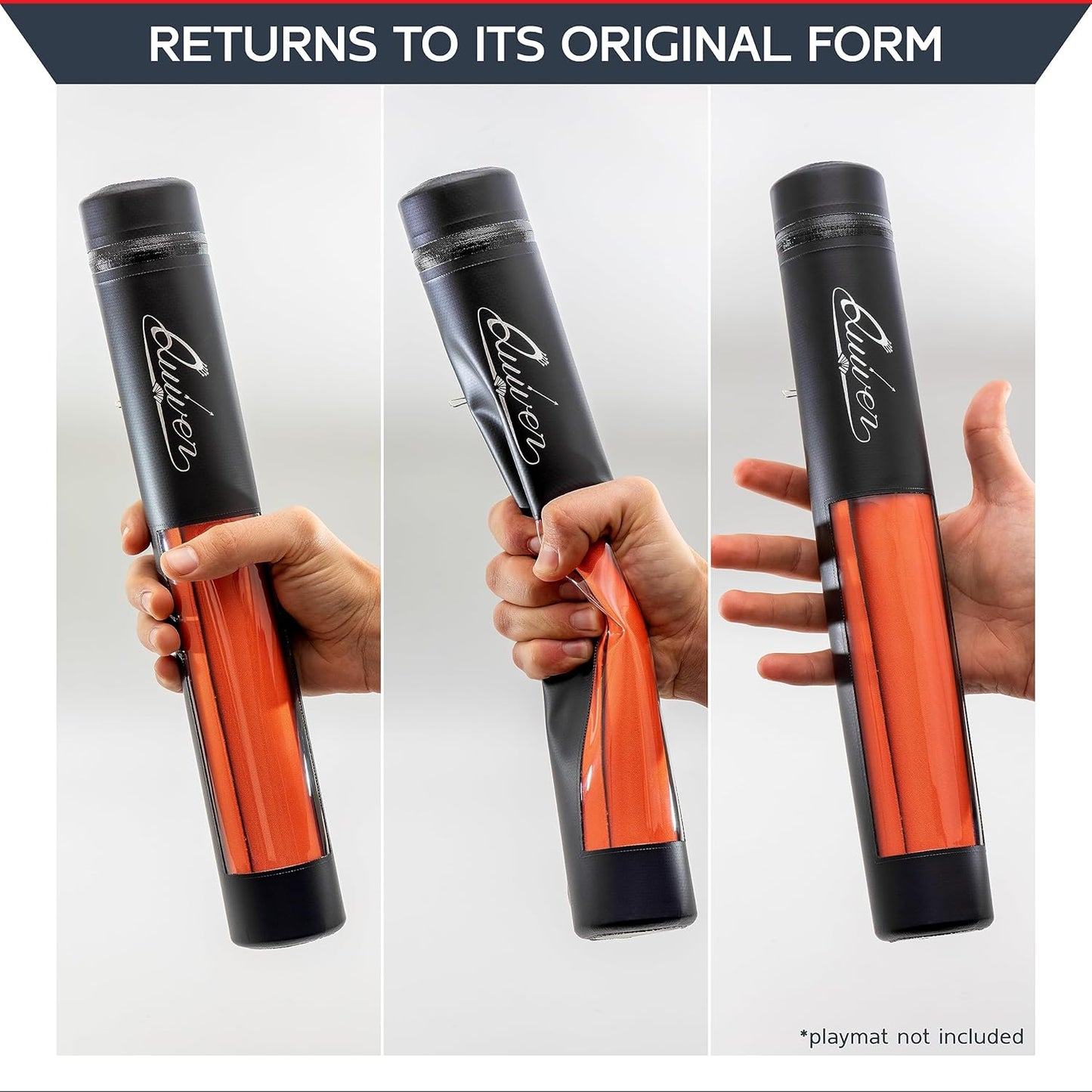 Quiver Time Black XL Orion Playmat Tube - TCG MtG Playmat Tube Case with Waterproof Zipper, Hidden Dice Pocket, Adjustable Removable Shoulder Strap, See-Through Window, Fits 14" and 15" playmats