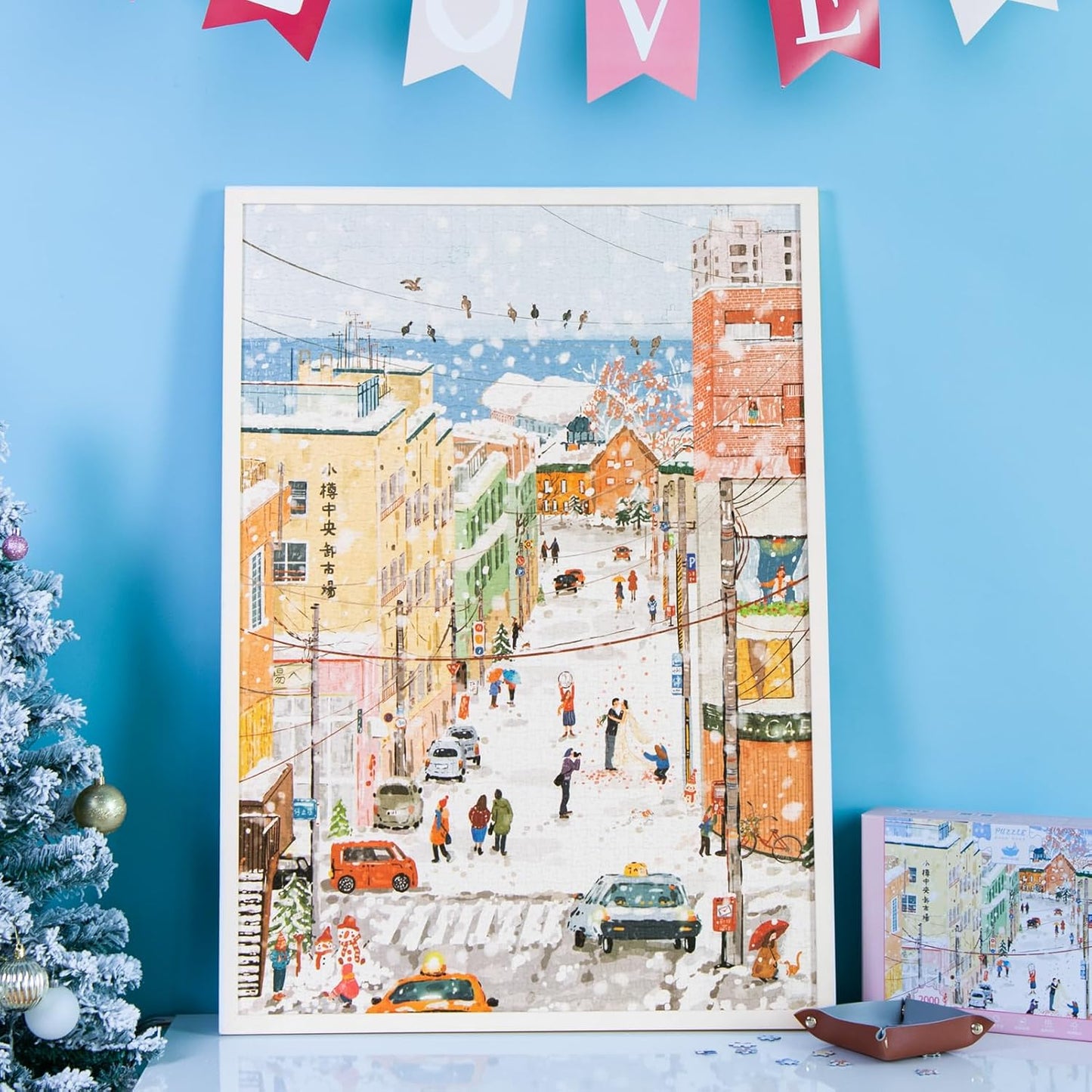 MOMIBOOK Puzzles for Adults 2000s Piece Jigsaw Puzzles of Otaru's Love Letter, Painting Image Winter Snow Twon Difficult Challenging Hard Impossible Puzzle Unique Funny Christmas Birthday Gifts