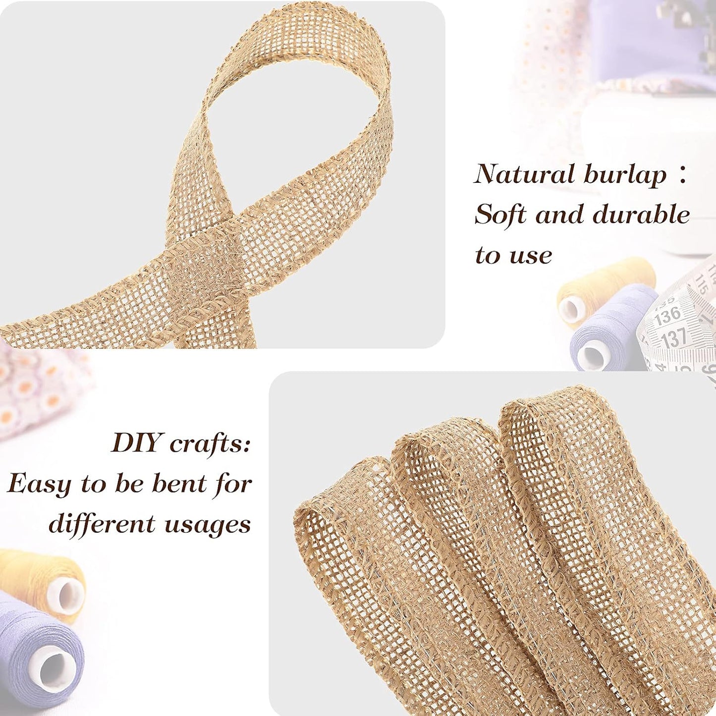 Chuangdi 40 Yard 1 Inches Burlap Ribbon Wide Jute Ribbon Natural Burlap Fabric Roll Wired Edge for Wreaths, Christmas Tree Decoration, Big Bow Crafts, Gift Wrapping, Wedding