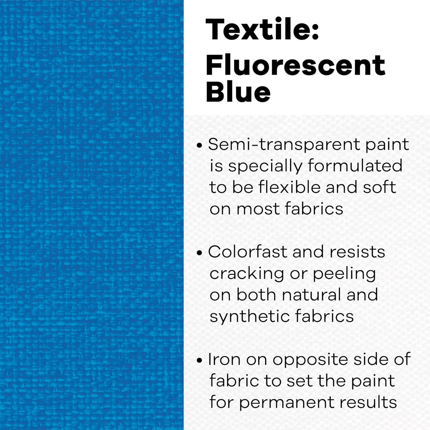 Jacquard Textile Color Fluorescent Blue - Permanent Fabric Paint for Clothes, Furniture Upholstery, Shoes or Tote Bags – Indoor & Outdoor Fabric Paint – 8 Oz Jar, Upholstery Fabric Paint