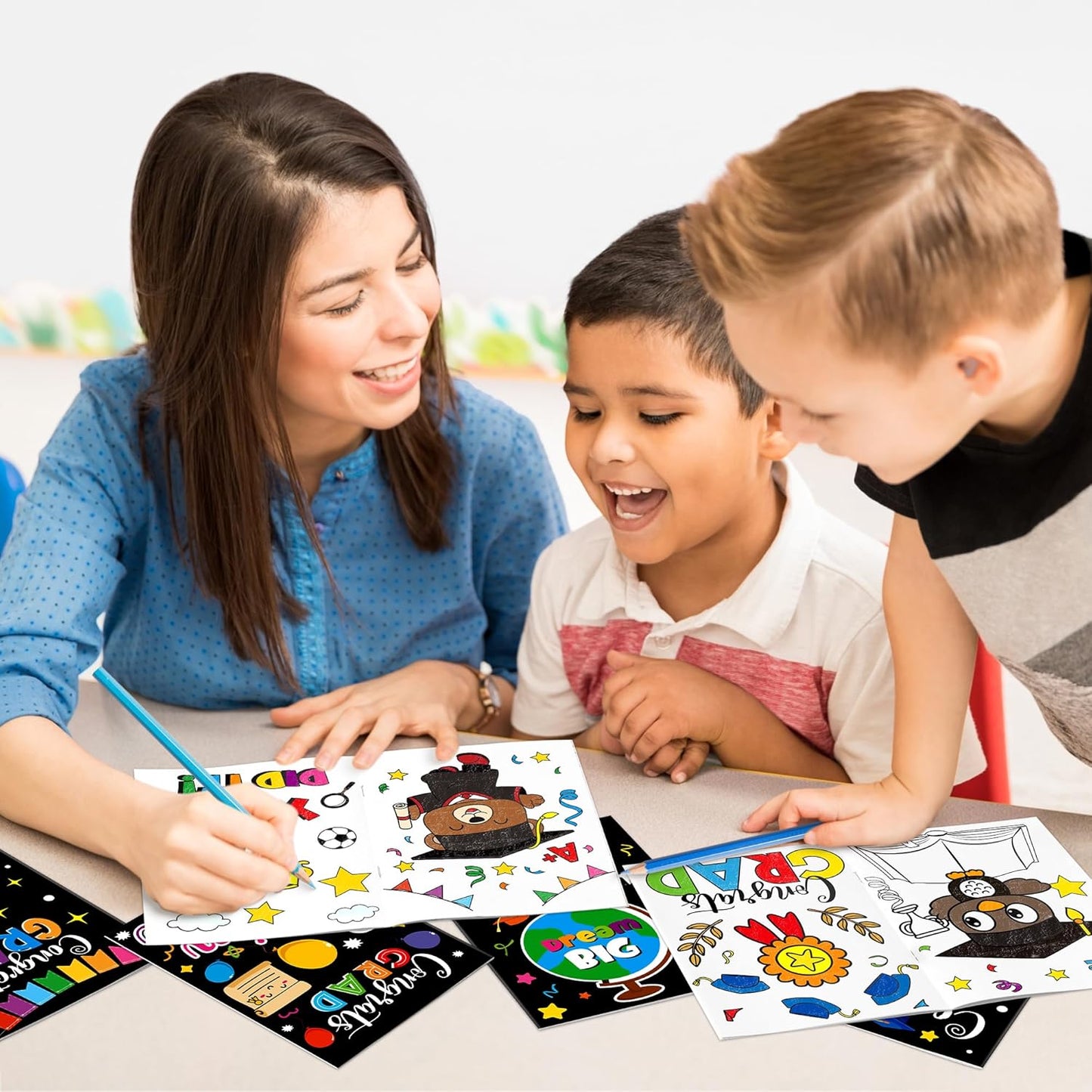 JAPBOR Kindergarten Graduation Coloring Book - 24PCS Mini Preschool Graduate Color Books Bulk for Party Favor, Congrats Grad Small Colour Page for Graduate Gifts Class School Drawing Painting Game
