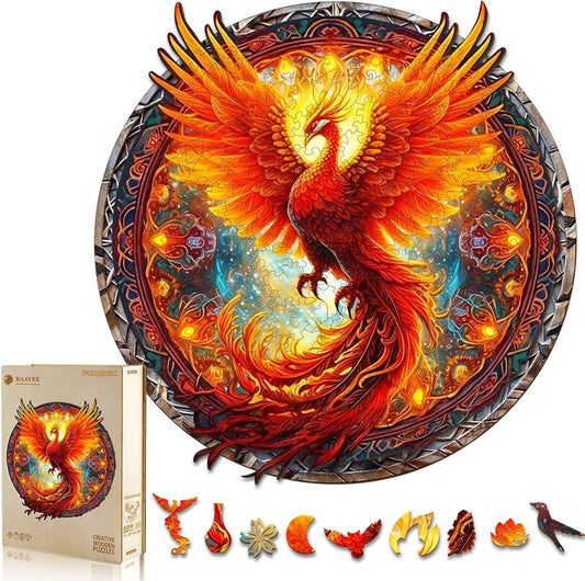 KAAYEE Wooden Jigsaw Puzzles-Wooden Puzzle for Adult Unique Shape Advanced Phoenix Wood Puzzle Adults, Fathers Mother Gifts Christmas Family Puzzles 8.5 * 7.9in 100pcs