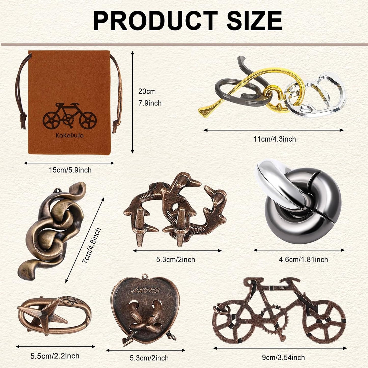 9 PCS Metal Puzzle for Adult Disentanglement Puzzles Lock Puzzle Games Set Gift for Adults Teenagers Kids