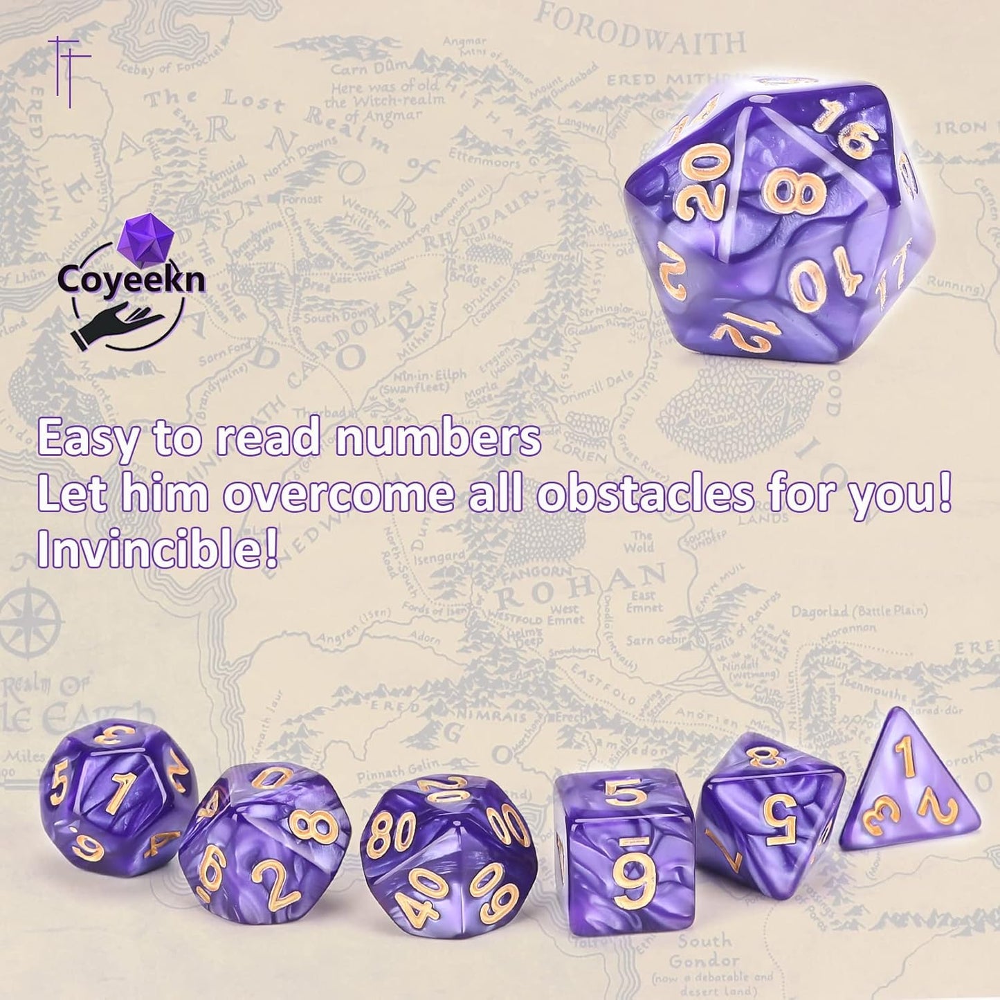 Coyeekn DND Dice Sets, 10 X 7 Sets (70 Pieces) Polyhedron Dice for Dungeons and Dragons RPG MTG D&D Tabletop Game with 1 Big Pouch D4 D8 D10 D12 D20