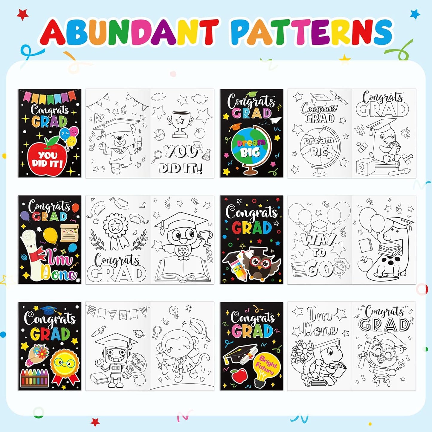 JAPBOR Kindergarten Graduation Coloring Book - 24PCS Mini Preschool Graduate Color Books Bulk for Party Favor, Congrats Grad Small Colour Page for Graduate Gifts Class School Drawing Painting Game
