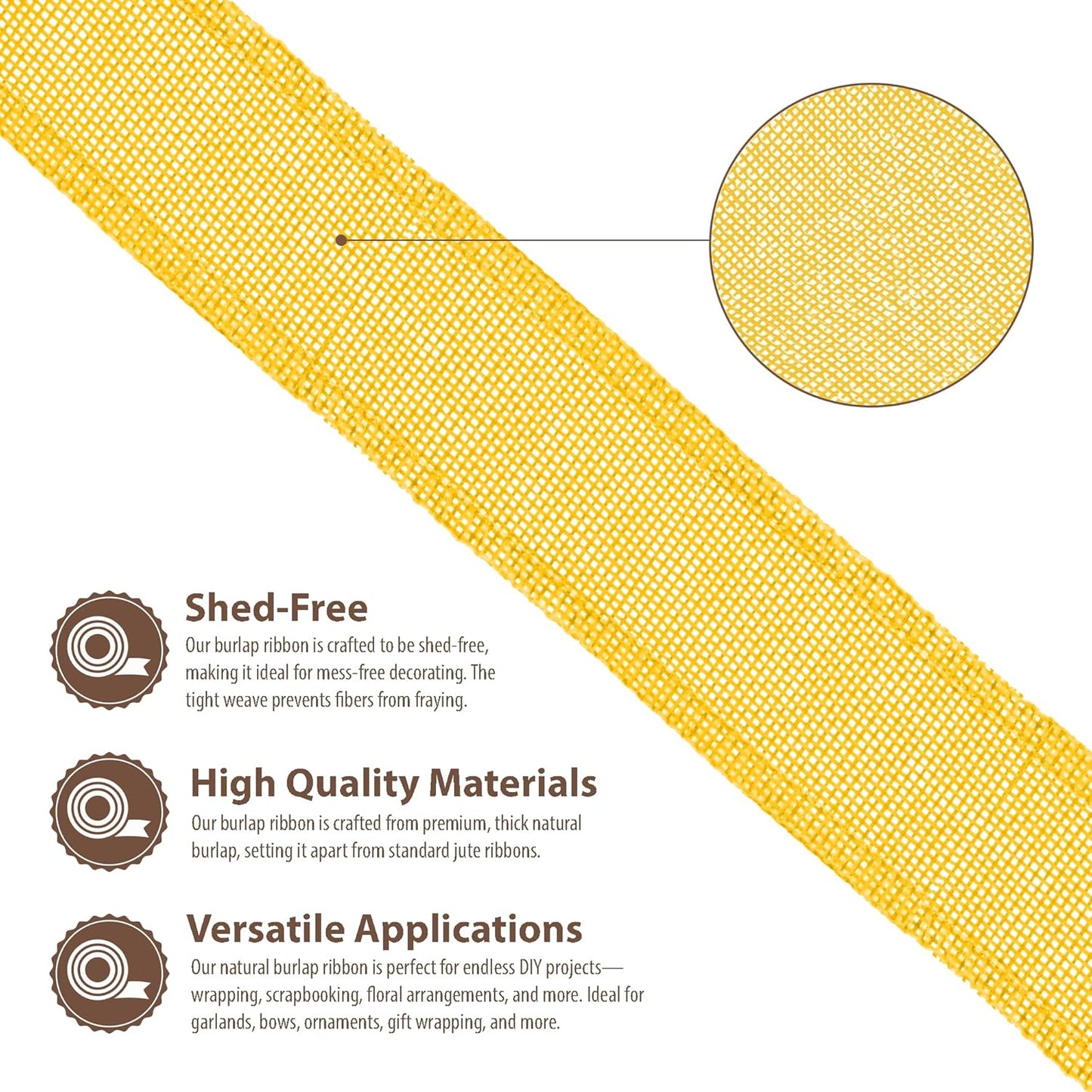 Mandala Crafts Yellow Burlap Ribbon 1.5 Inches Wide Jute Ribbons for Crafts - 20 Yds Roll Rustic Burlap Wrap Trim Ribbons for Wreaths Bows Wedding Party Decoration