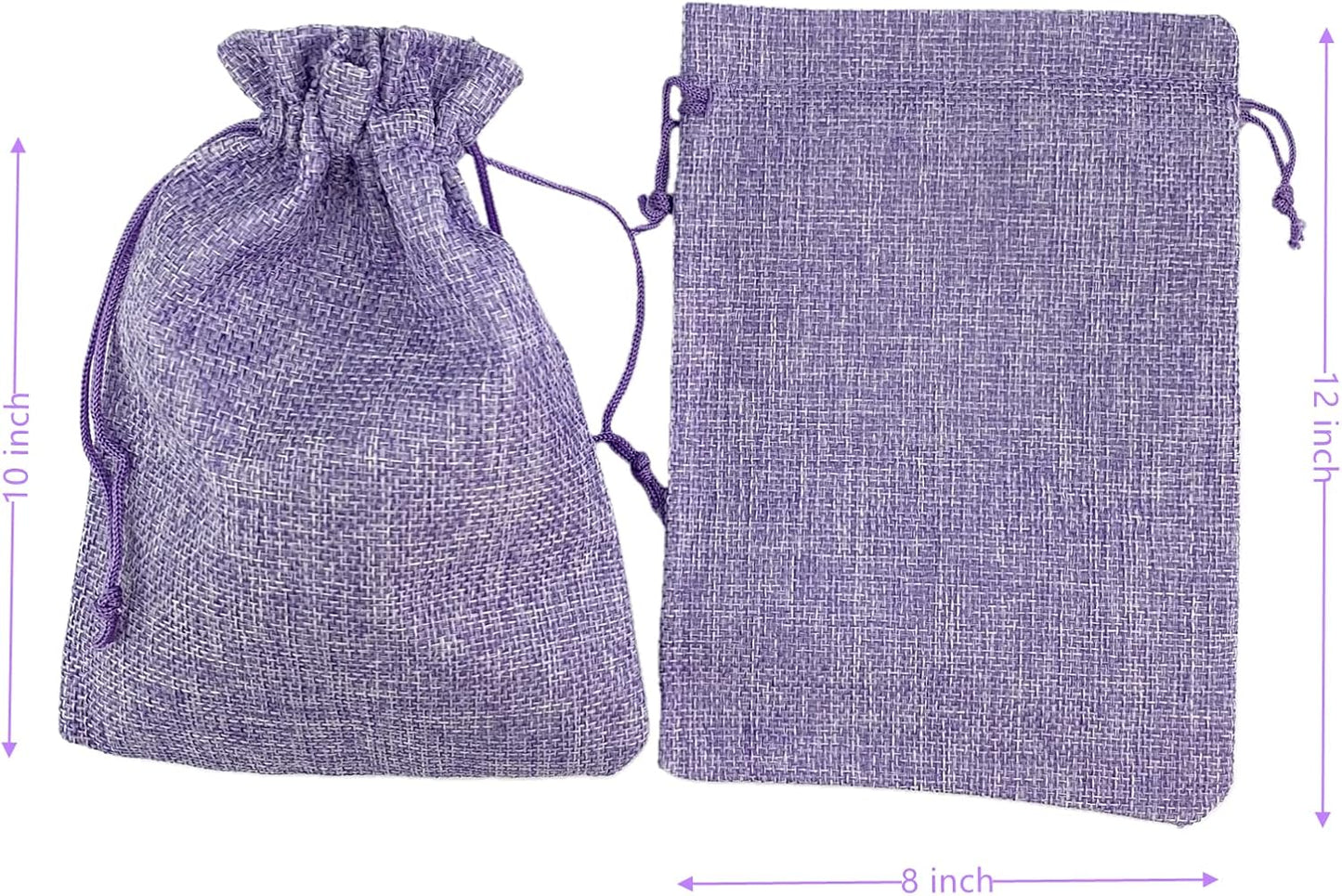Palmhomee Pack of 12 Burlap Gift Bags with Drawstring Linen Jewelry Pouches Wedding Hessian Jute Bags for Birthday and Treat Pouches Party Wedding Favors Gift (8x12 Inch, Lavender)