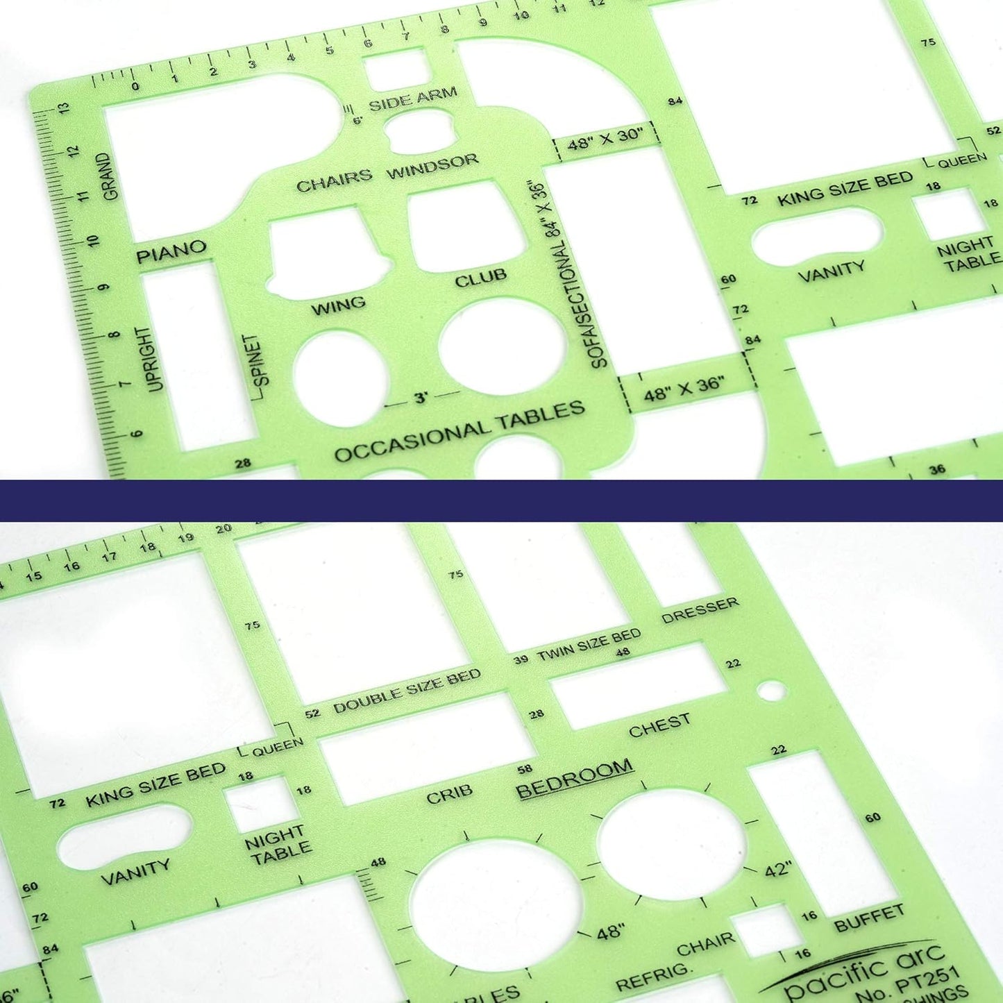 Pacific Arc House Furnishing Template Guide, with Beds, Tables, Couches, Chairs, and Other Furnishings