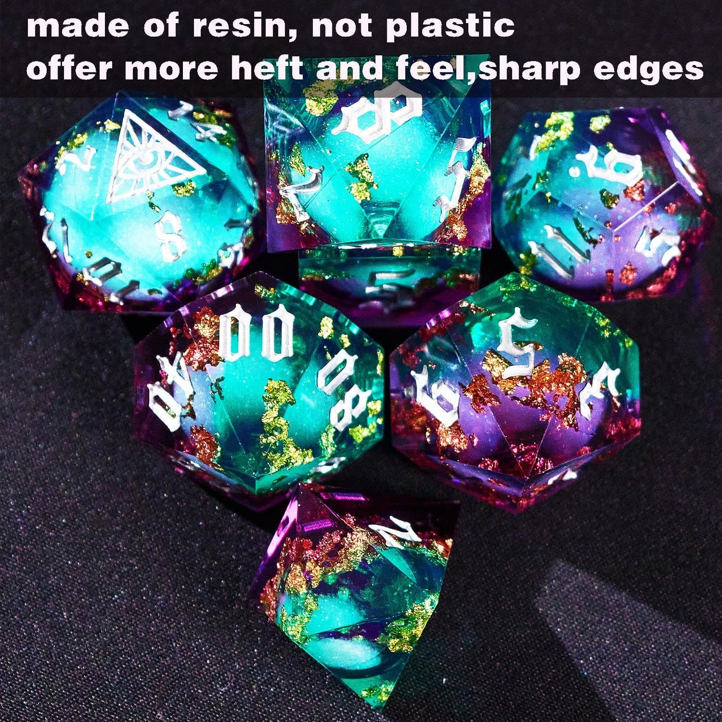 Third Mystery Eye Liquid Core DND Dice Set for Role Playing Games, 7 PCS Dungeons and Dragons Dice Set with Metal Box for D&D Gifts, RPG DND Starter Dice Set