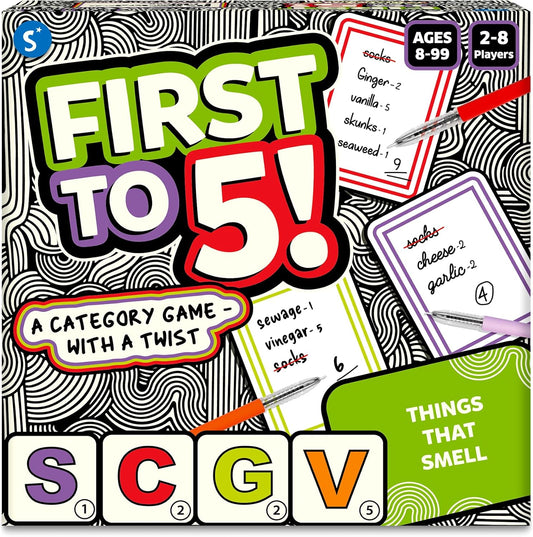 Skillmatics Board & Card Game - First to 5, Category Game with a Twist, Quick Thinking, Perfect for Parties, Christmas, Family Game Nights, Gifts for Kids, Teens, Adults, Ages 8, 9, 10 & Up