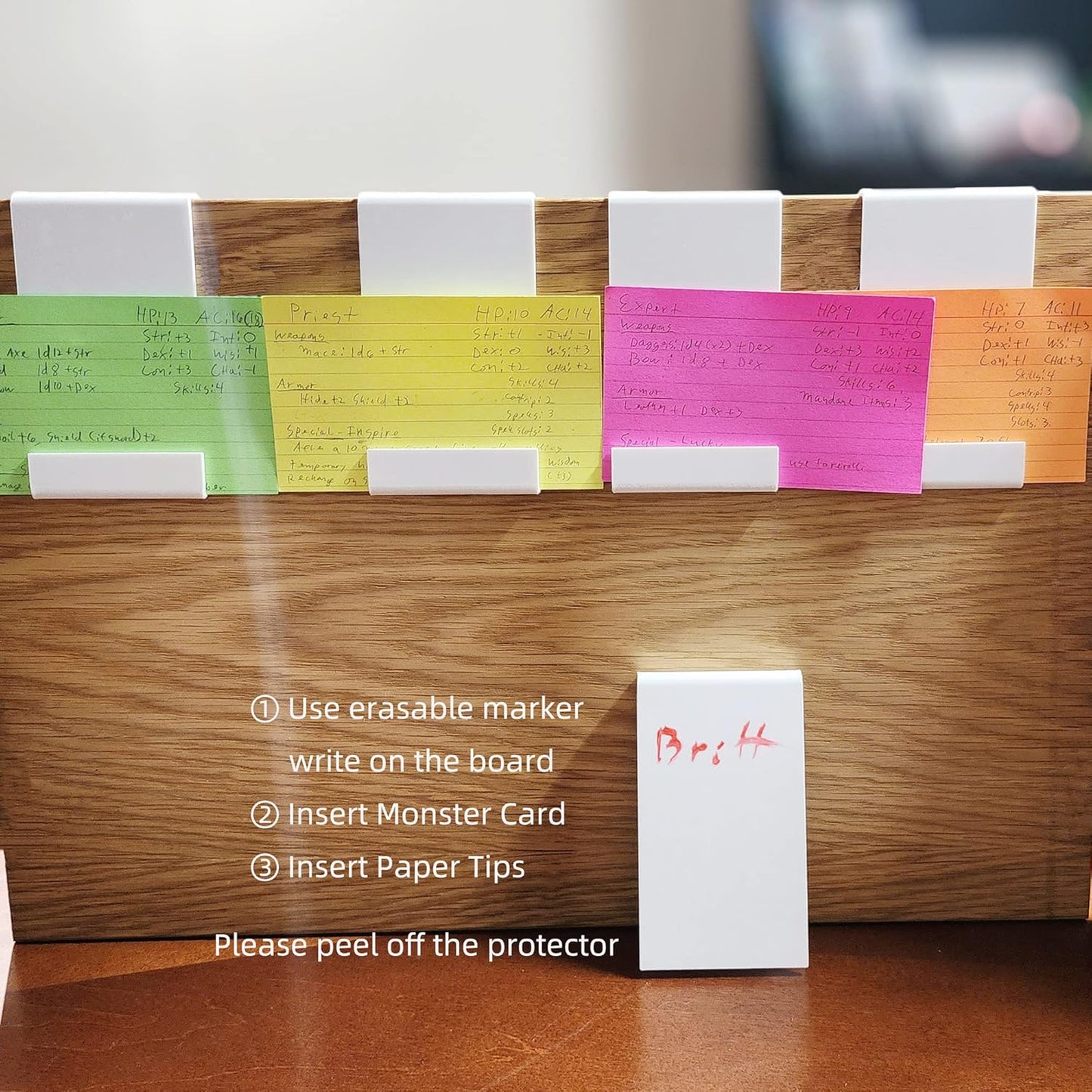 Acrylic Erasable Screen Top Initiative Trackers 6PCS for DND, Other Tabletop RPG (White 6pcs)