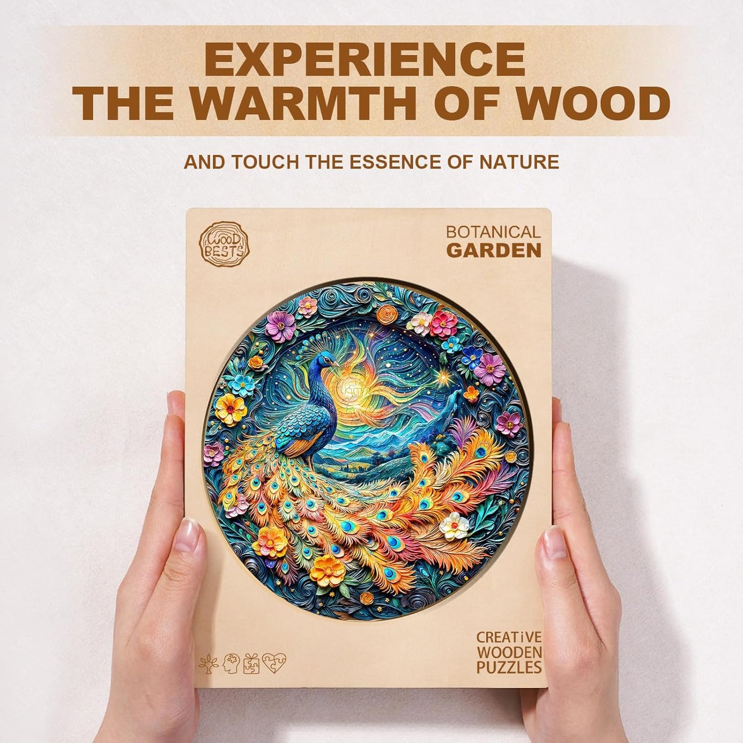 Wooden Puzzles for Adults,Peacock Puzzle, Unique Shaped Wooden Jigsaw Puzzles for Adults, Family Puzzle(13.4 * 13.4 in 300pcs)