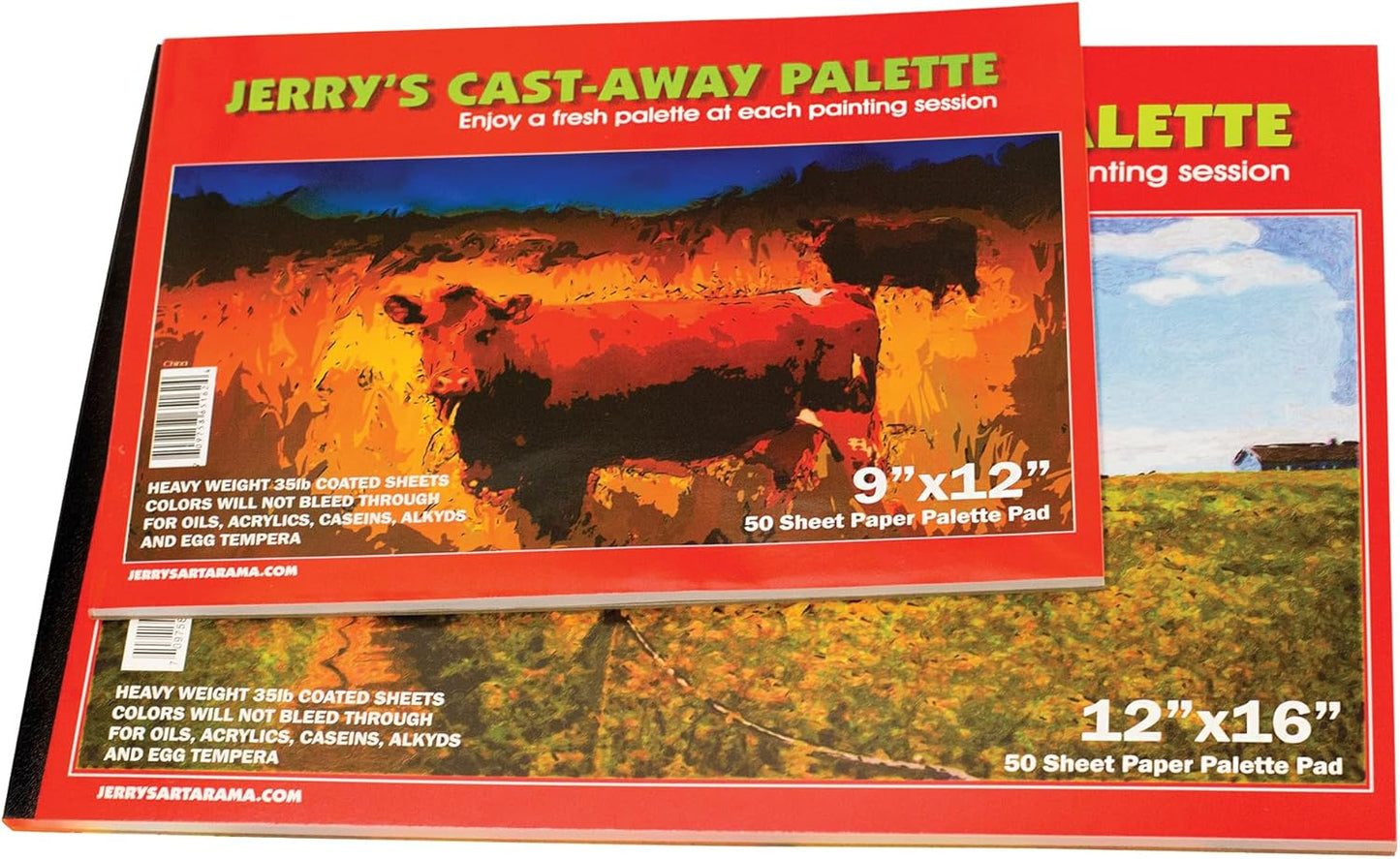 Jerry's Artarama Castaway Disposable Paper Palette Pad,12 x 16, Perfect for Painting, Students, Watercolor Paper, Heavy Coated Sheets for Acrylic and Oil Paint, (50 Sheets)