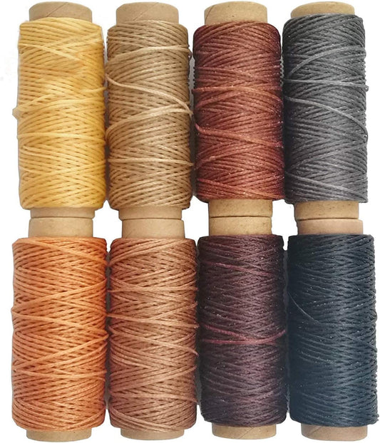JANYUN 264 Yards 150D Leather Sewing Waxed Thread Cord for Leather Craft DIY 1mm Diameter 8 Colors Sewing Thread Cord,Each of 33 Yards (Color A)