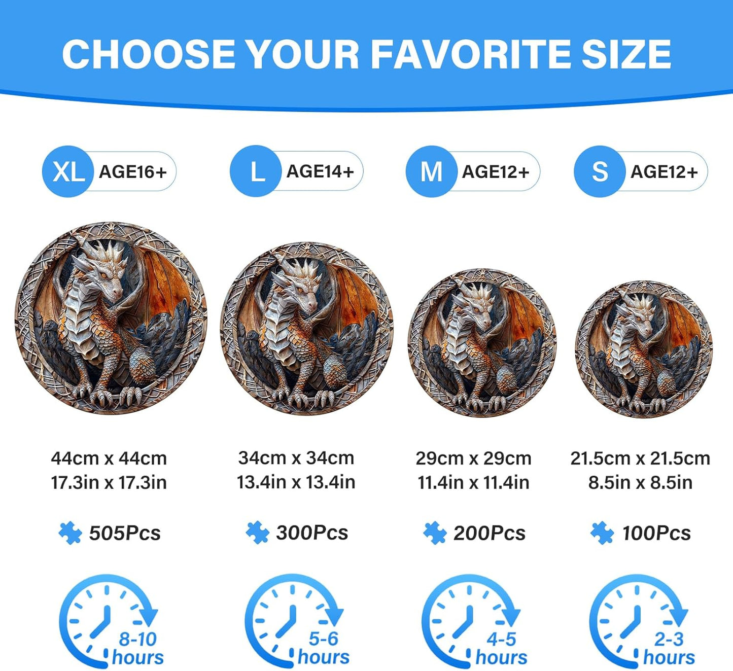 Wooden Puzzles for Adults, Wood Jigsaw Puzzle, Wooden Cave Dragon Puzzles, Family Puzzle Game (M-11.4 * 11.4in 200pcs)