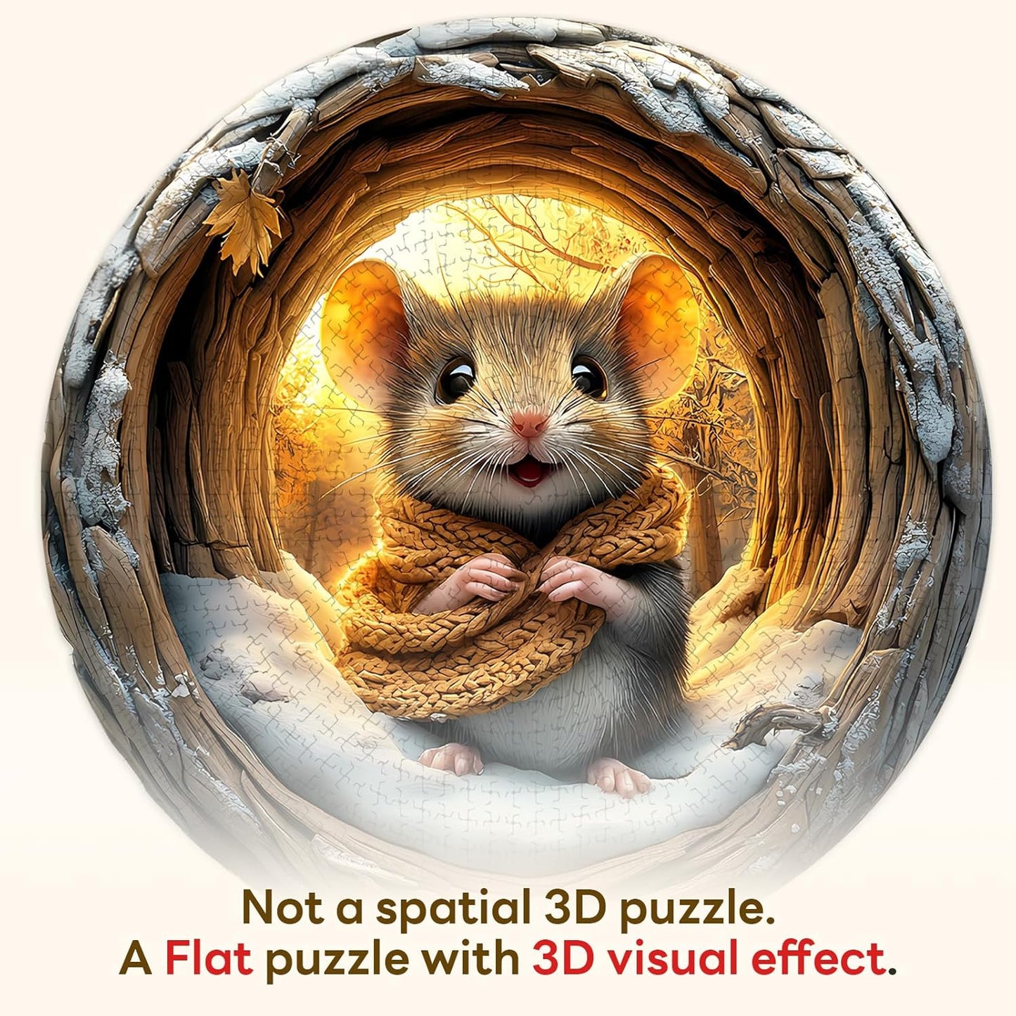 Round Puzzles for Adults 1000 Pieces, Hard Difficult Challenging Puzzles for Adults, 3D Cave Mouse Jigsaw Puzzles 1000 Pieces for Seniors, 3D Visual Flat Puzzle (26.6 x 26.6in)