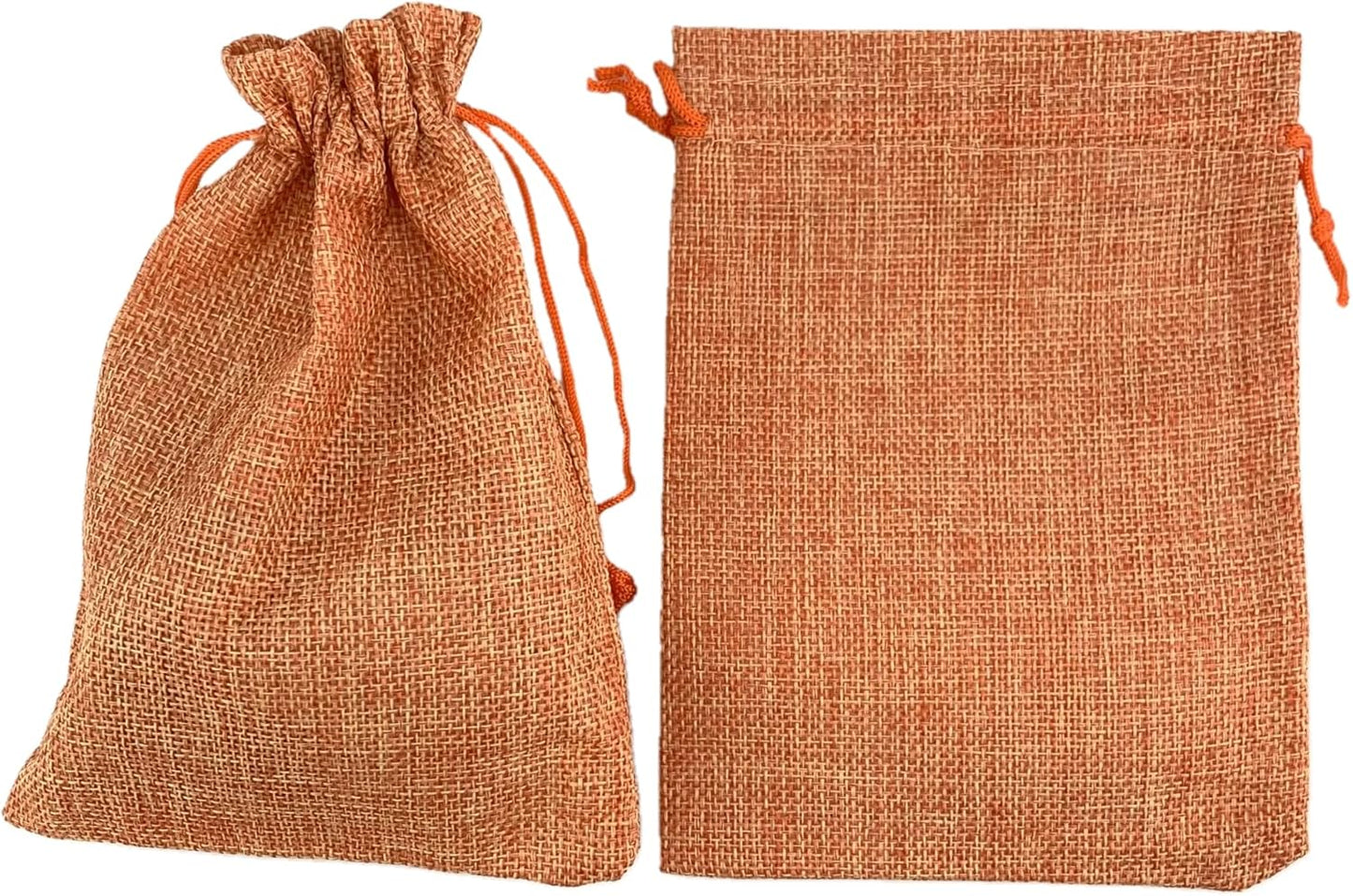 Palmhomee Pack of 25 Burlap Gift Bags with Drawstring Linen Jewelry Pouches Wedding Hessian Jute Bags for Birthday Jewelry and Treat Pouches Party Wedding Favors Gift Art (5x7 Inch, Orange)