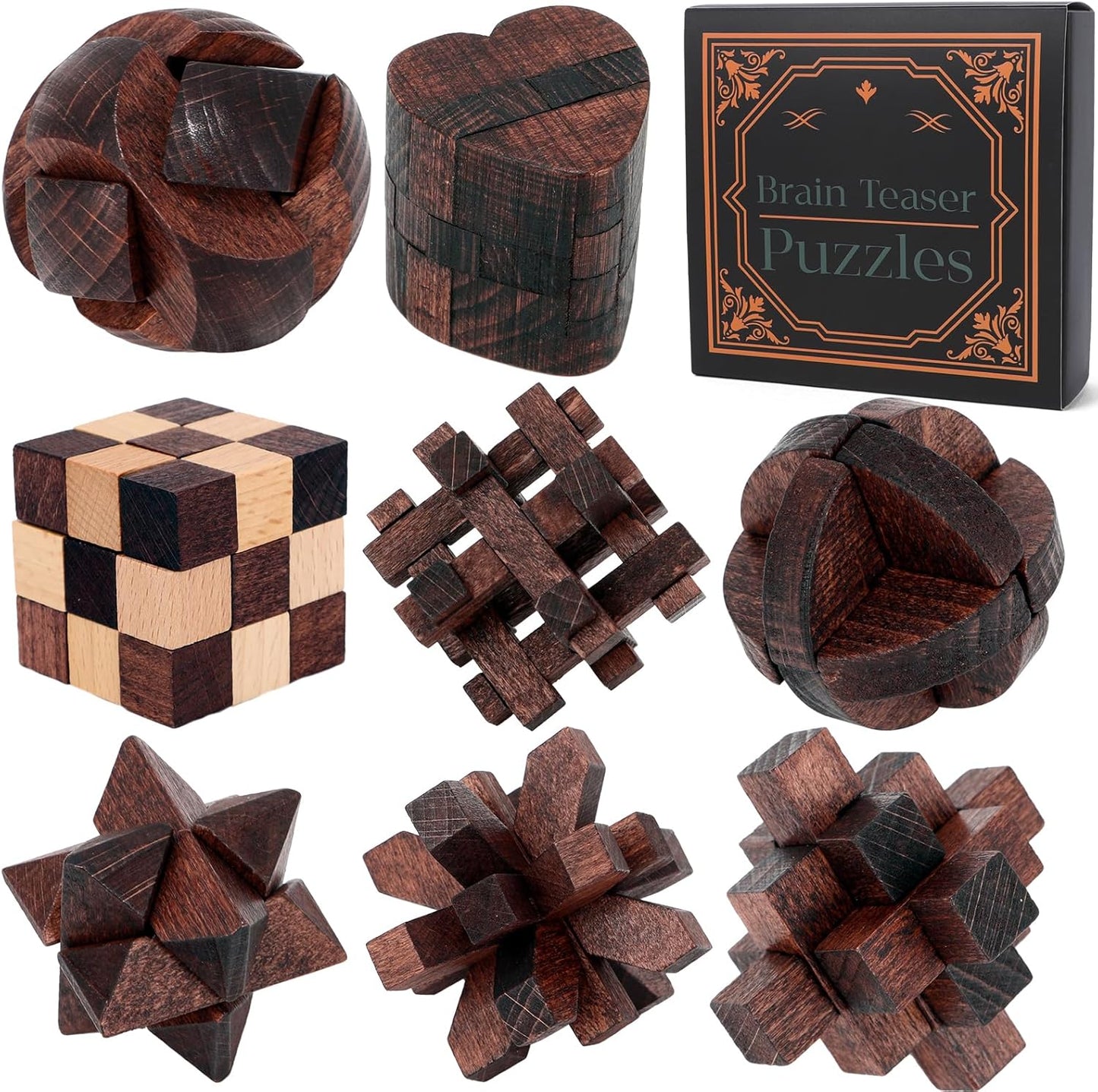 8 Pcs Brain Teaser Puzzles for Adults Teens - Wooden Puzzles 3D Puzzle Game Toys for Adults Teens - Unlock Interlocking Puzzle Adult IQ Education Smart Toys