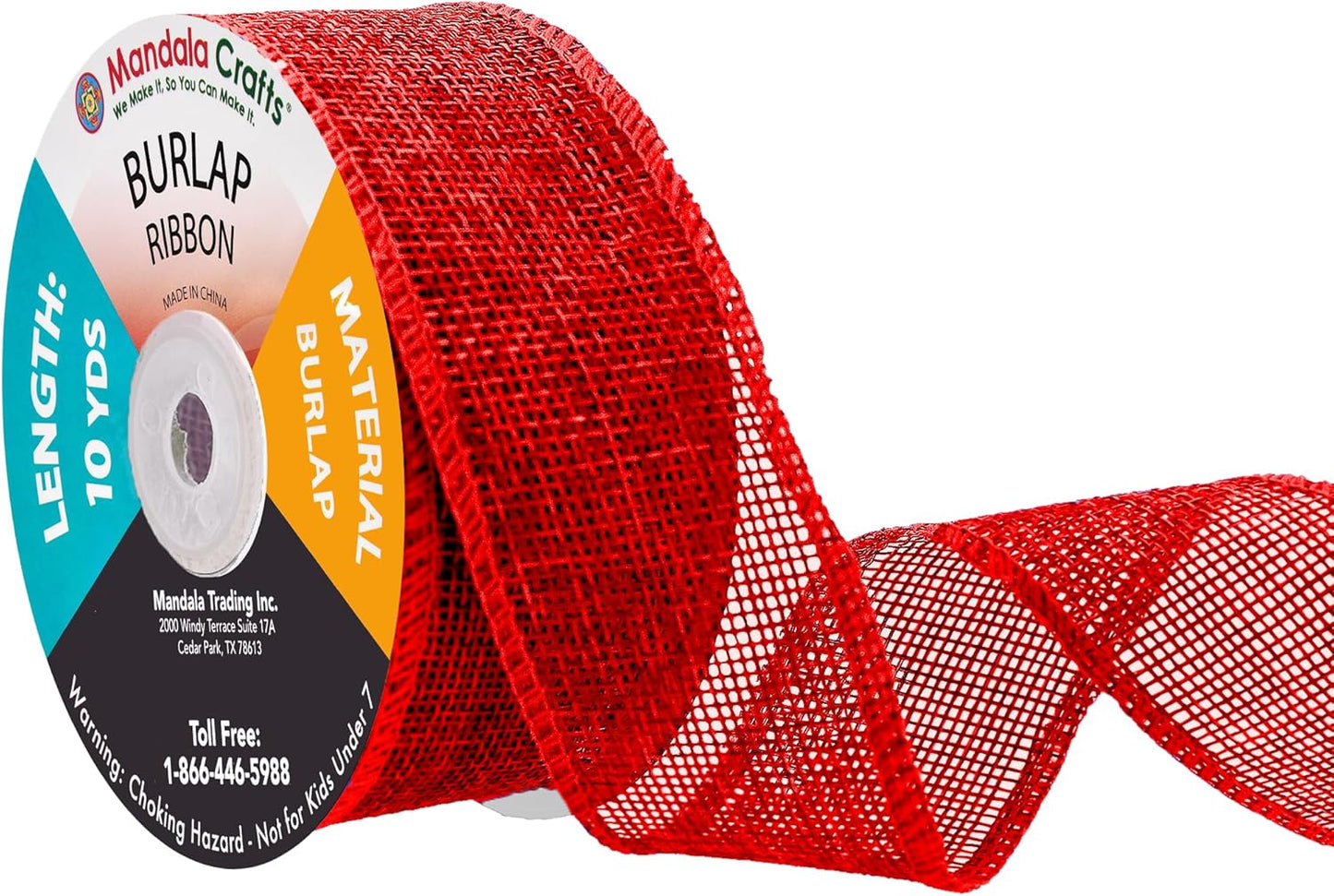 Mandala Crafts Red Burlap Ribbon 1.5 Inches Wide Jute Ribbons for Crafts - 20 Yds Roll Rustic Burlap Wrap Trim Ribbons for Wreaths Bows Wedding Party Decoration